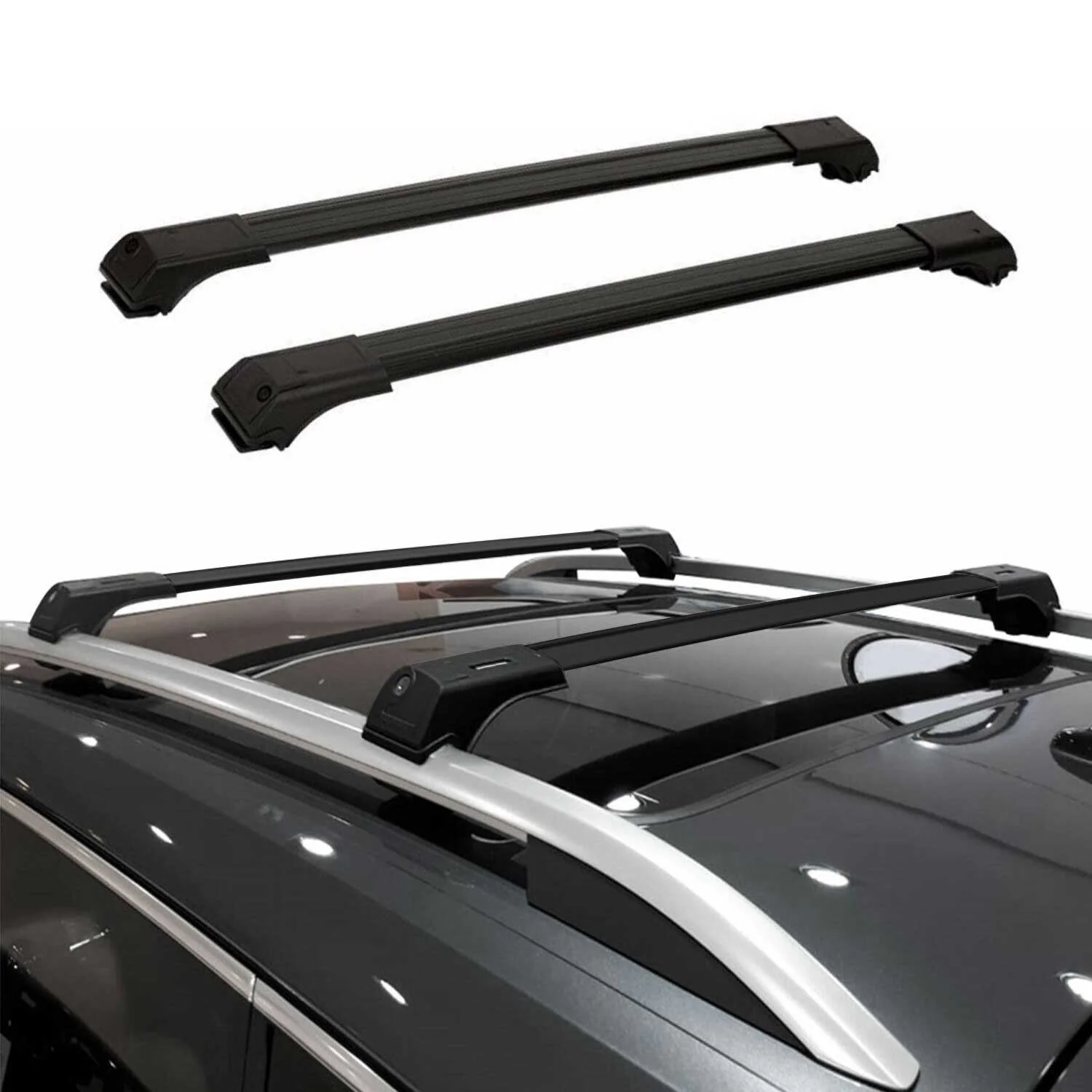 Dachträger Grundtäger für Land Rover Freelander I 1998-2006 75kg Schwarz Alu 2x