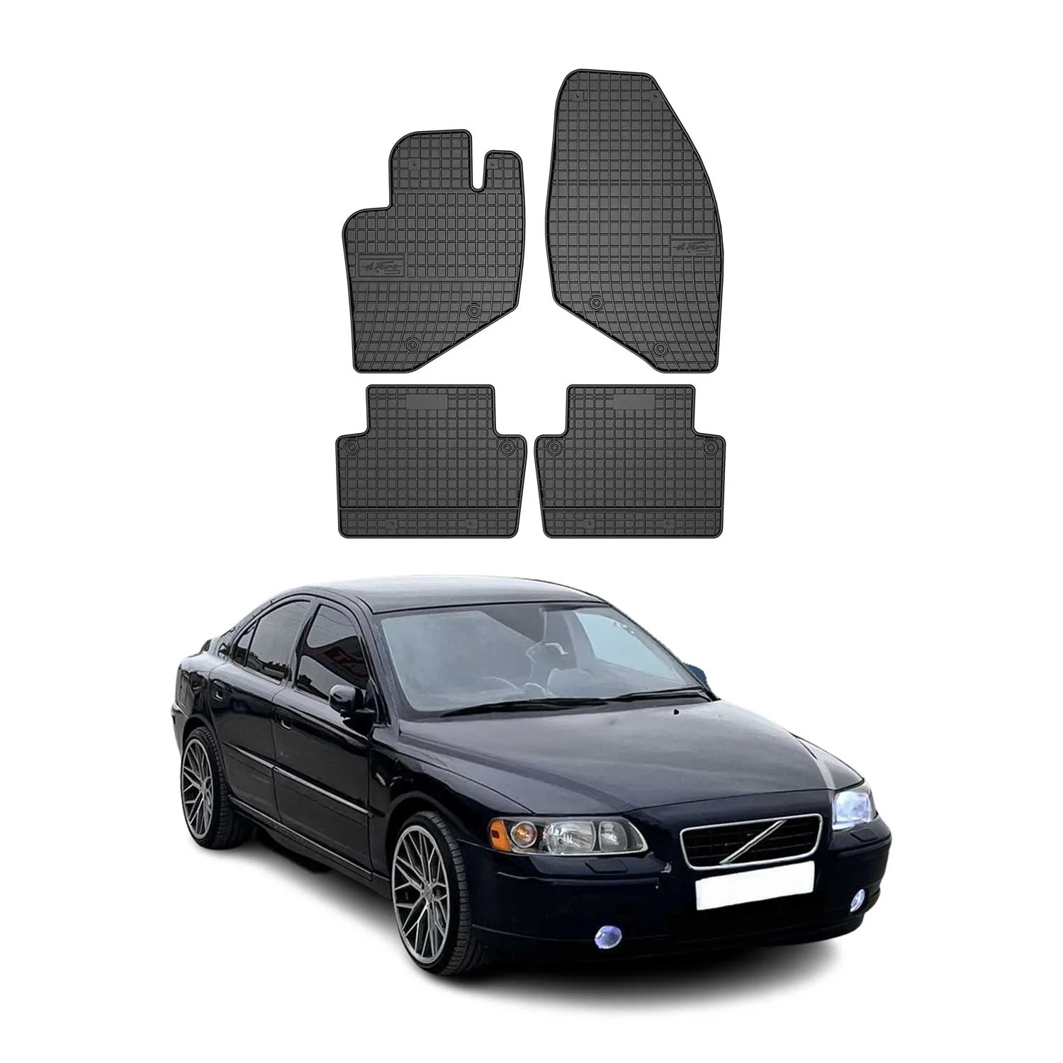 OMAC Gummi Fußmatten für Volvo S60 2000-2009 Automatten Gummi Schwarz 4tlg