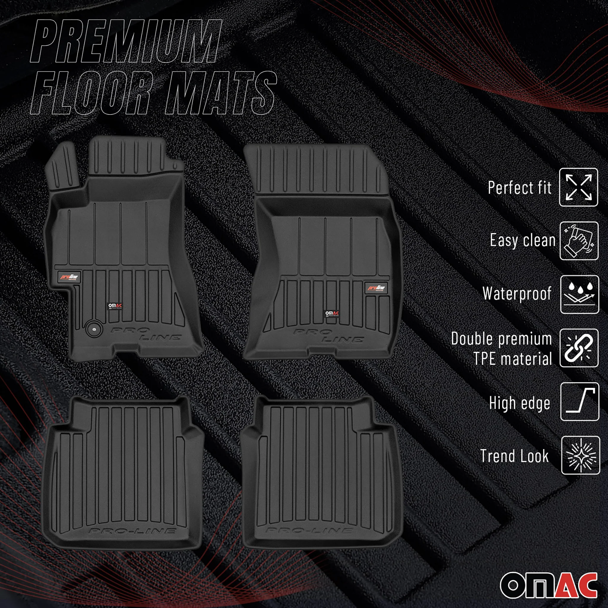 OMAC Gummi Fußmatten für Subaru Legacy 2003-2009 Premium TPE Automatten 4tlg - Image 2