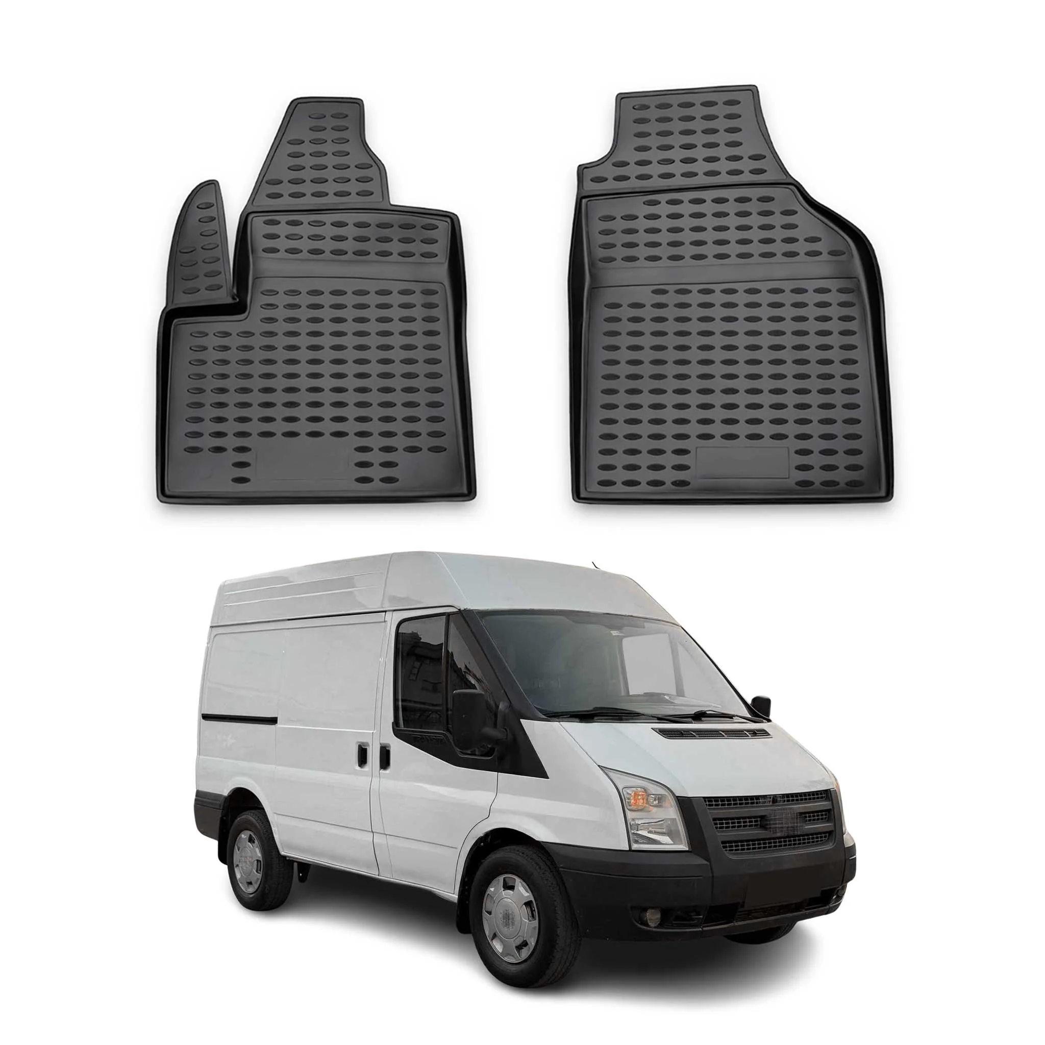 OMAC Gummimatten Fußmatten für Ford Transit 2006-2021 TPE Automatten Schwarz 2x