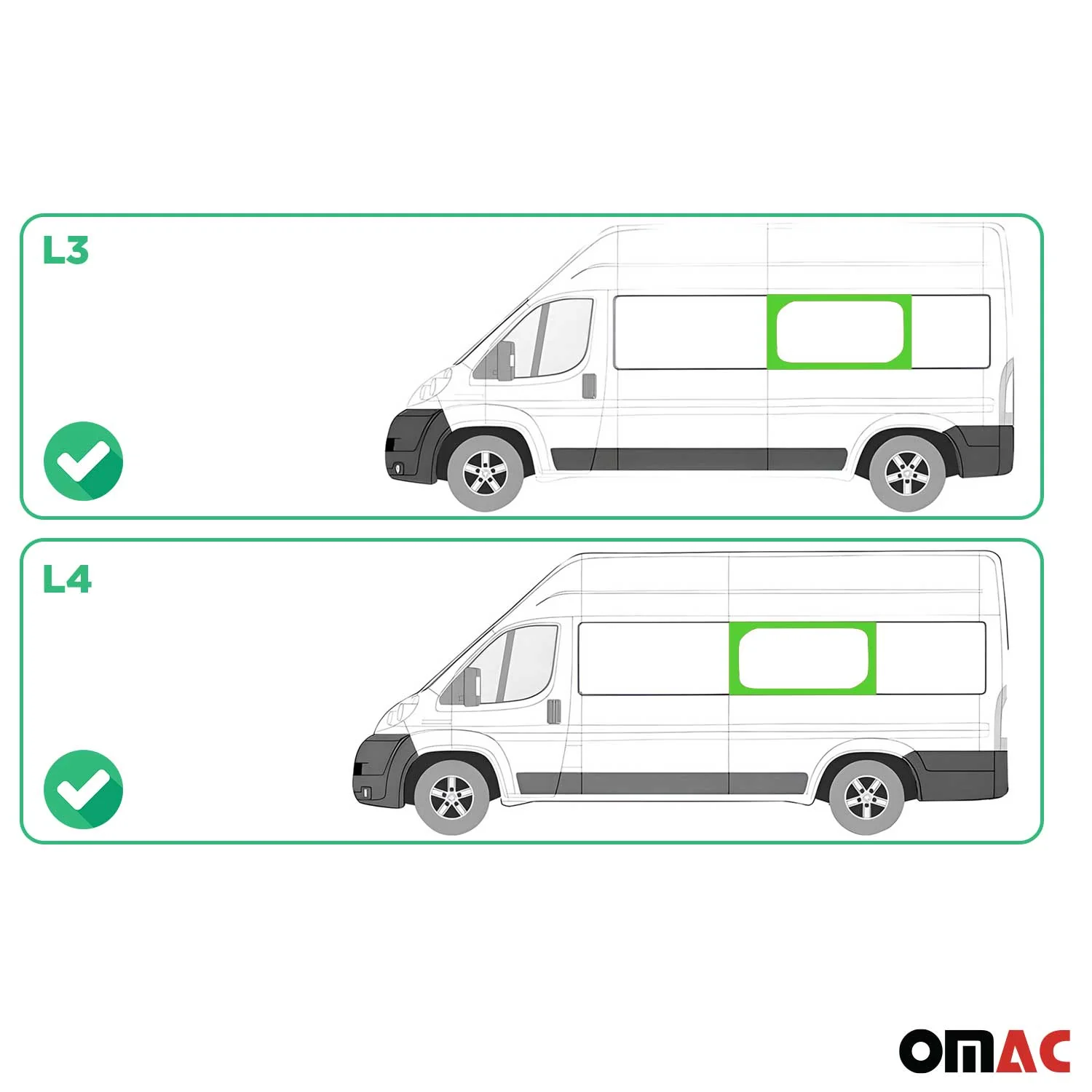 Fensterscheibe für Fiat Ducato 2006-2024 Mittlere linke Seite L3/L4 Schwarz - Image 3