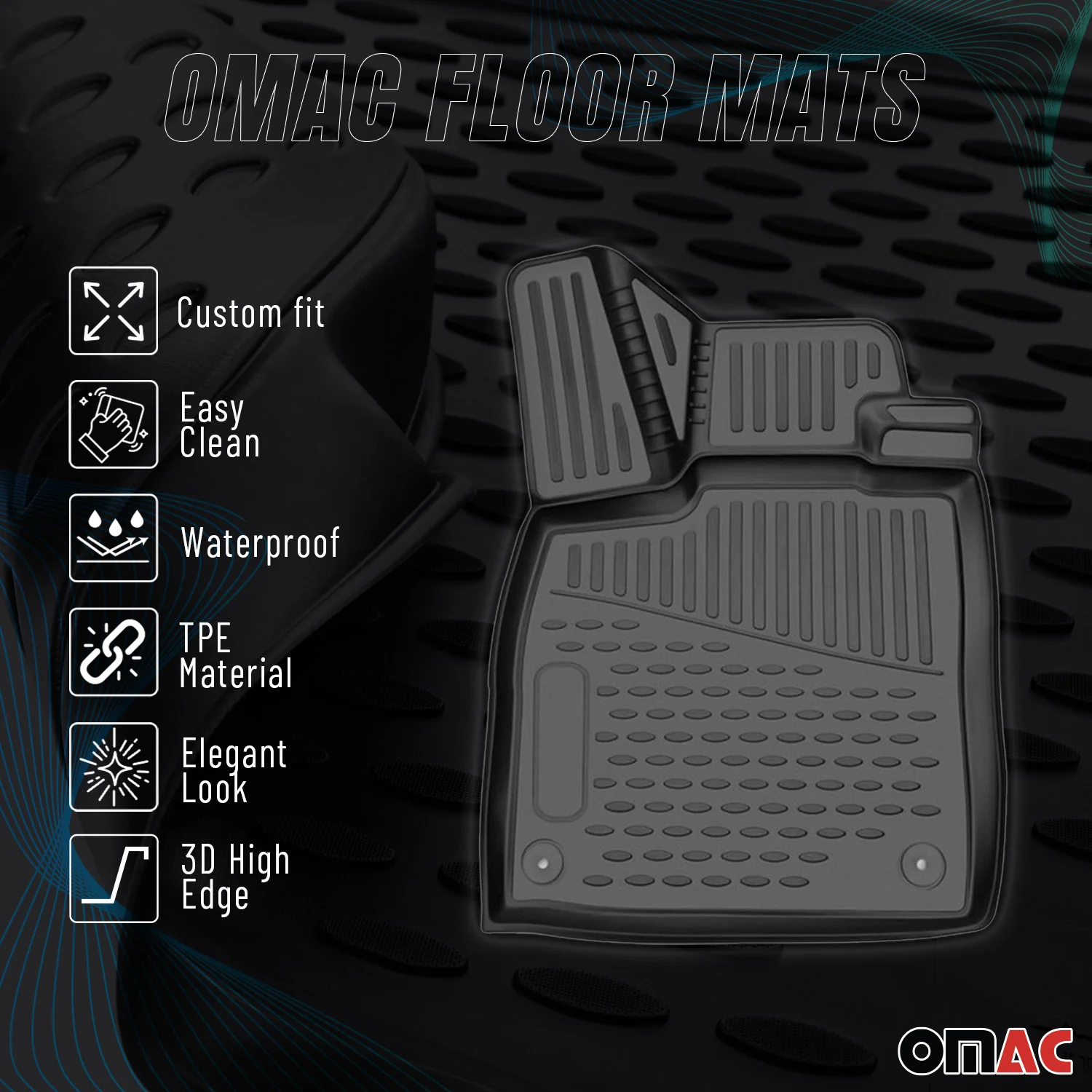 OMAC Gummimatten Fußmatten für Fiat Ducato 2006-2026 TPE Automatten Schwarz 2x - Image 2