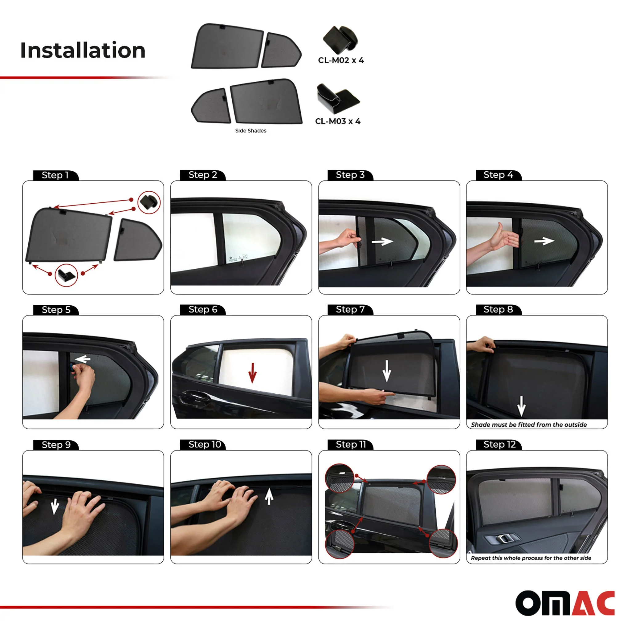 Sonnenschutz Blenden für Bmw 1er E88 Cabriolet 2007-2013 Hintere Türen 4 tlg - Image 5