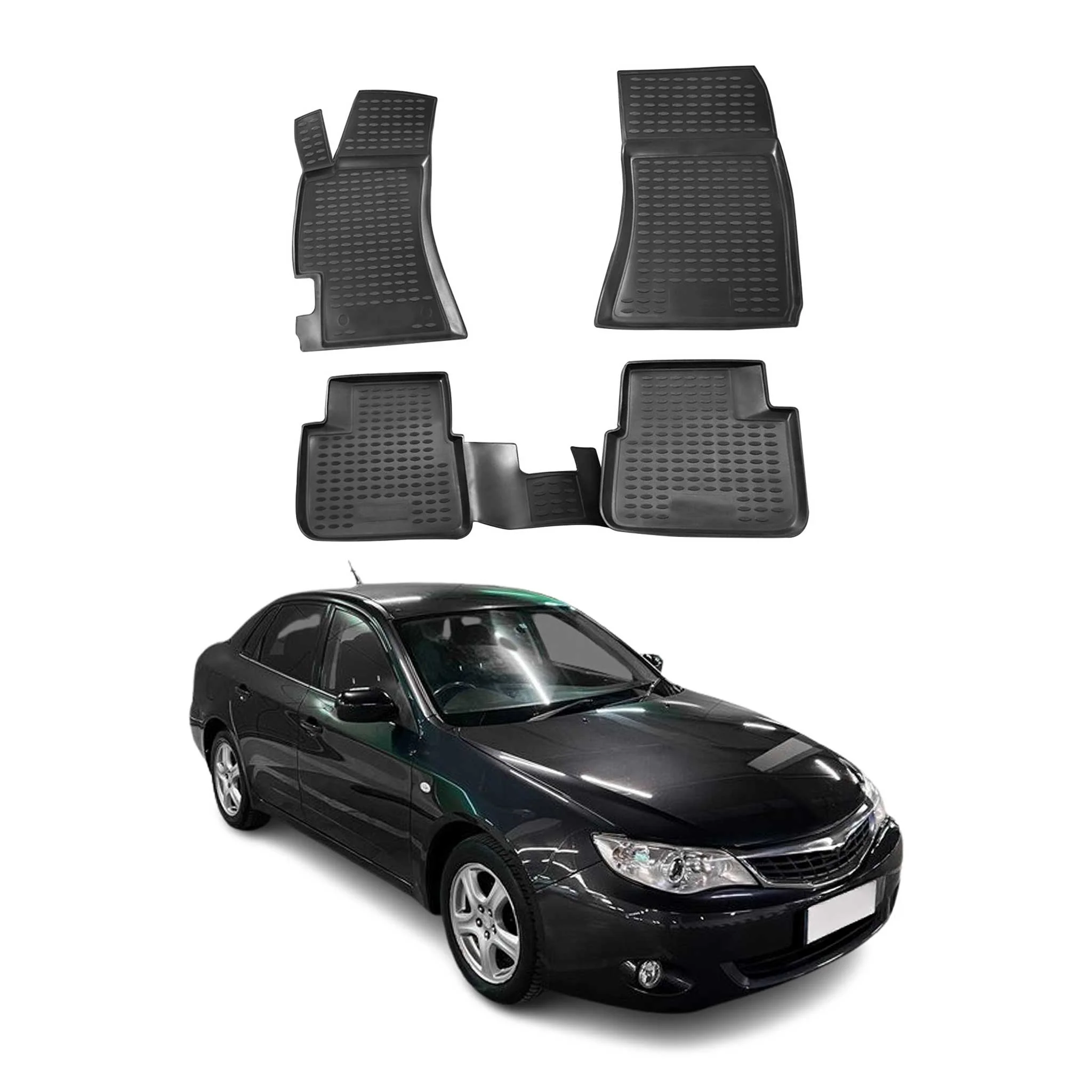 OMAC Gummimatten Fußmatten für Subaru Impreza 2007-2017 TPE Automatte Schwarz 4x