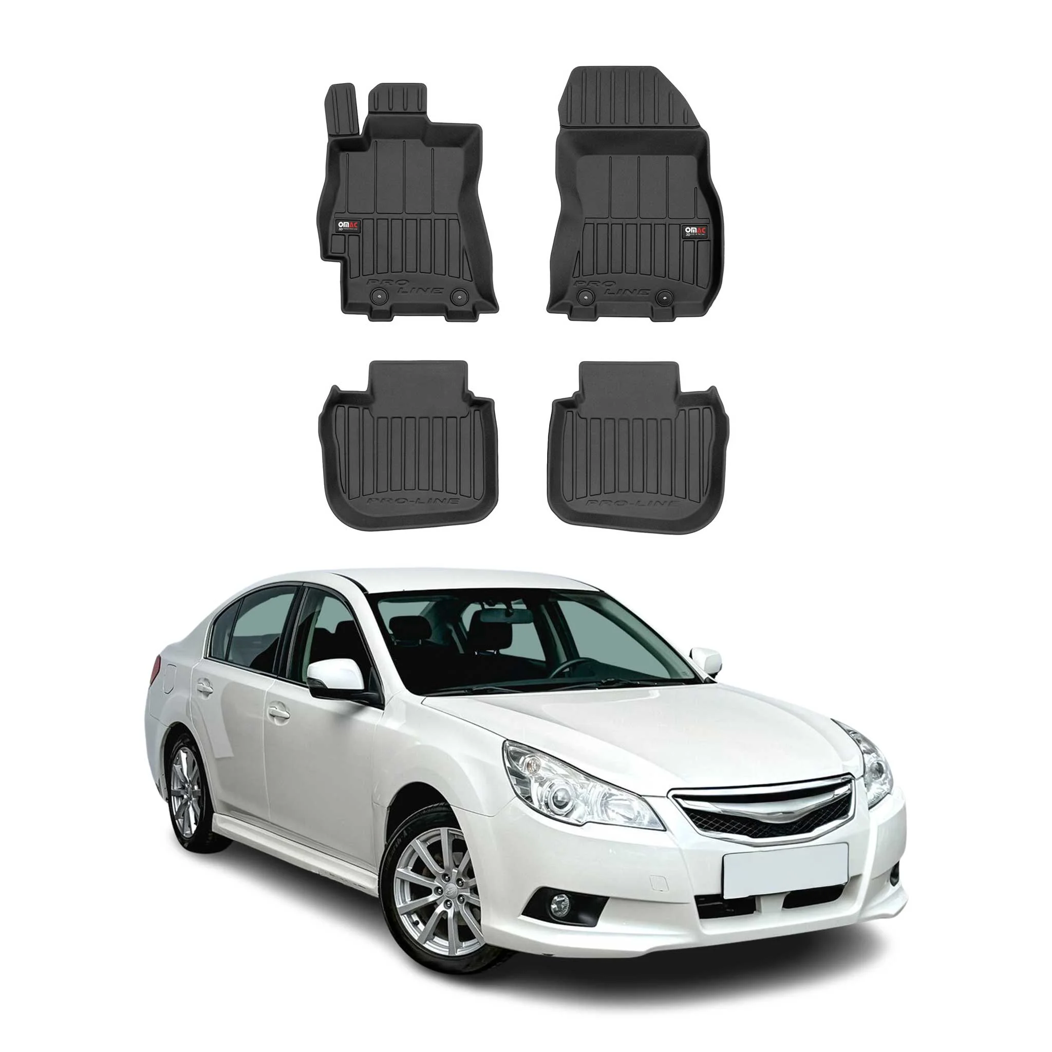 OMAC Gummi Fußmatten für Subaru Legacy SD SW 2009-2016 Premium Gummi Schwarz 4x