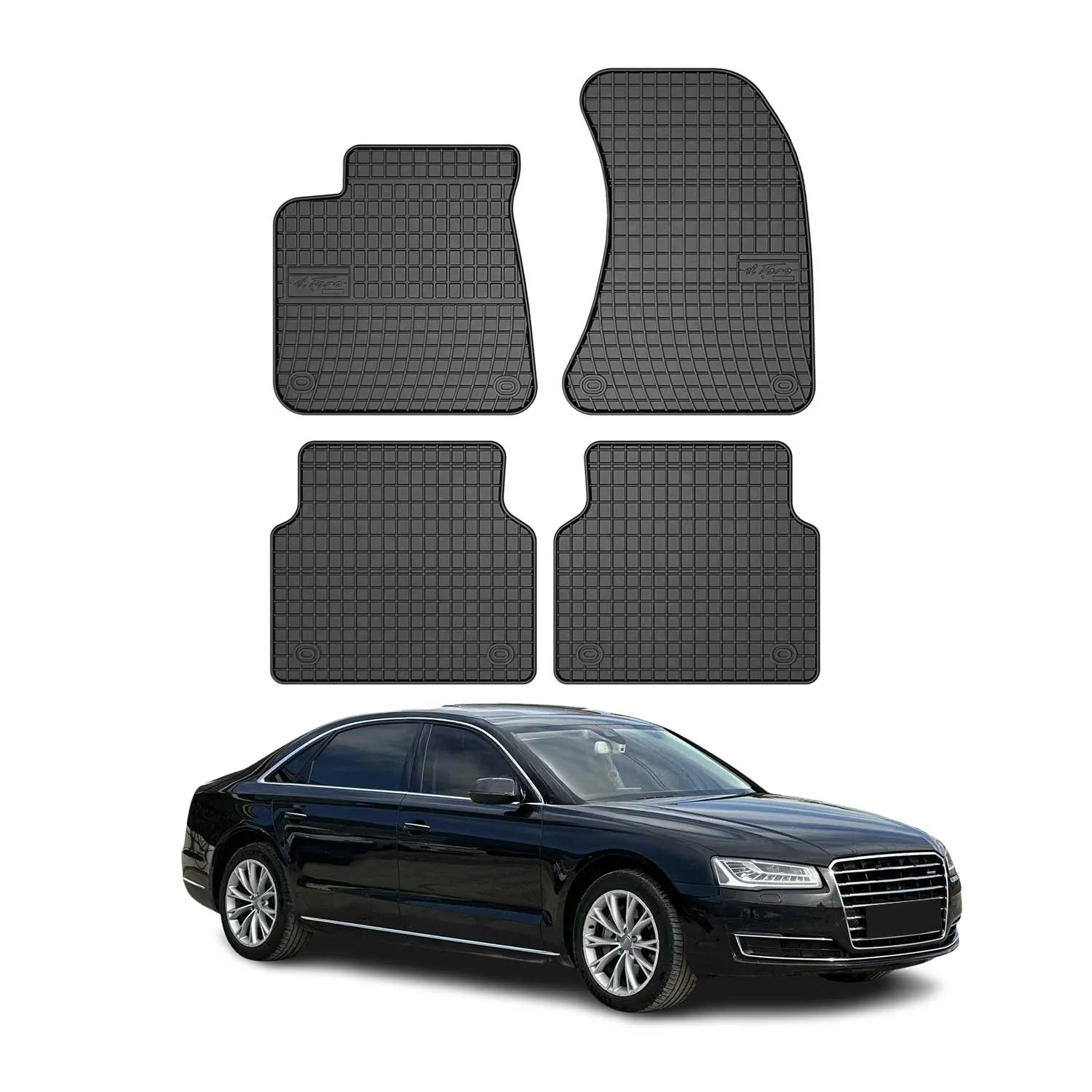 OMAC Gummi Fußmatten für Audi A8 D4 2009-2018 Automatten Gummi Schwarz 4tlg