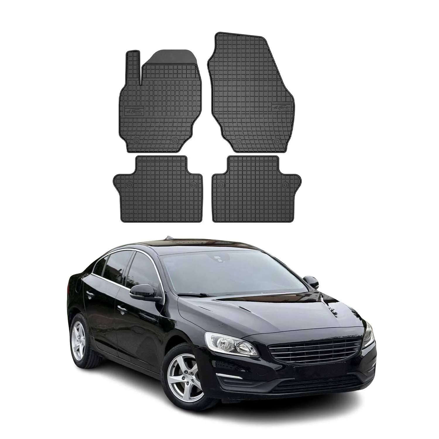 OMAC Gummi Fußmatten für Volvo S60 II 2010-2018 Automatten Gummi Schwarz 4tlg