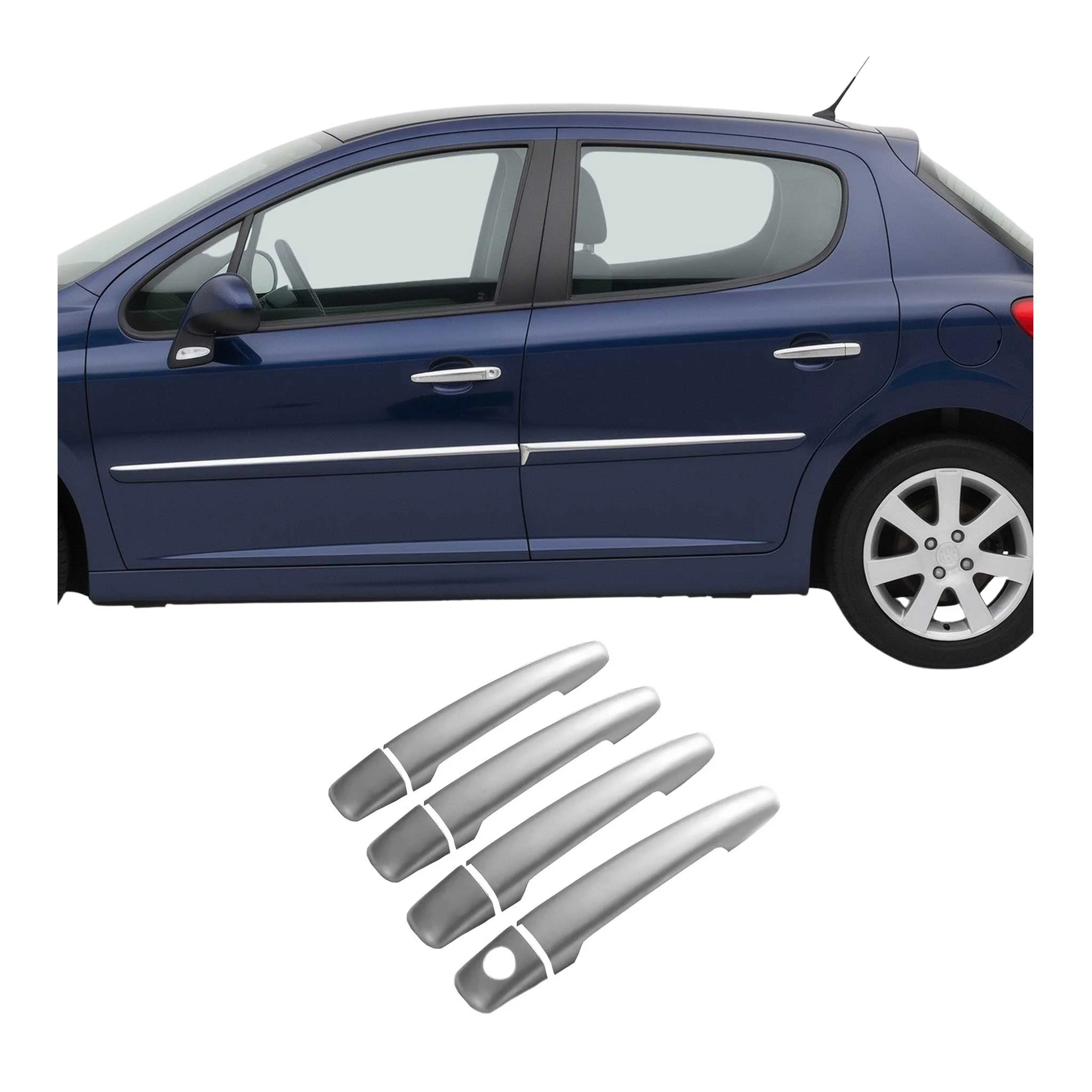 Chrom Türgriff Blende für Peugeot 208 2012-2019 4Tür Edelstahl Matt 8tlg