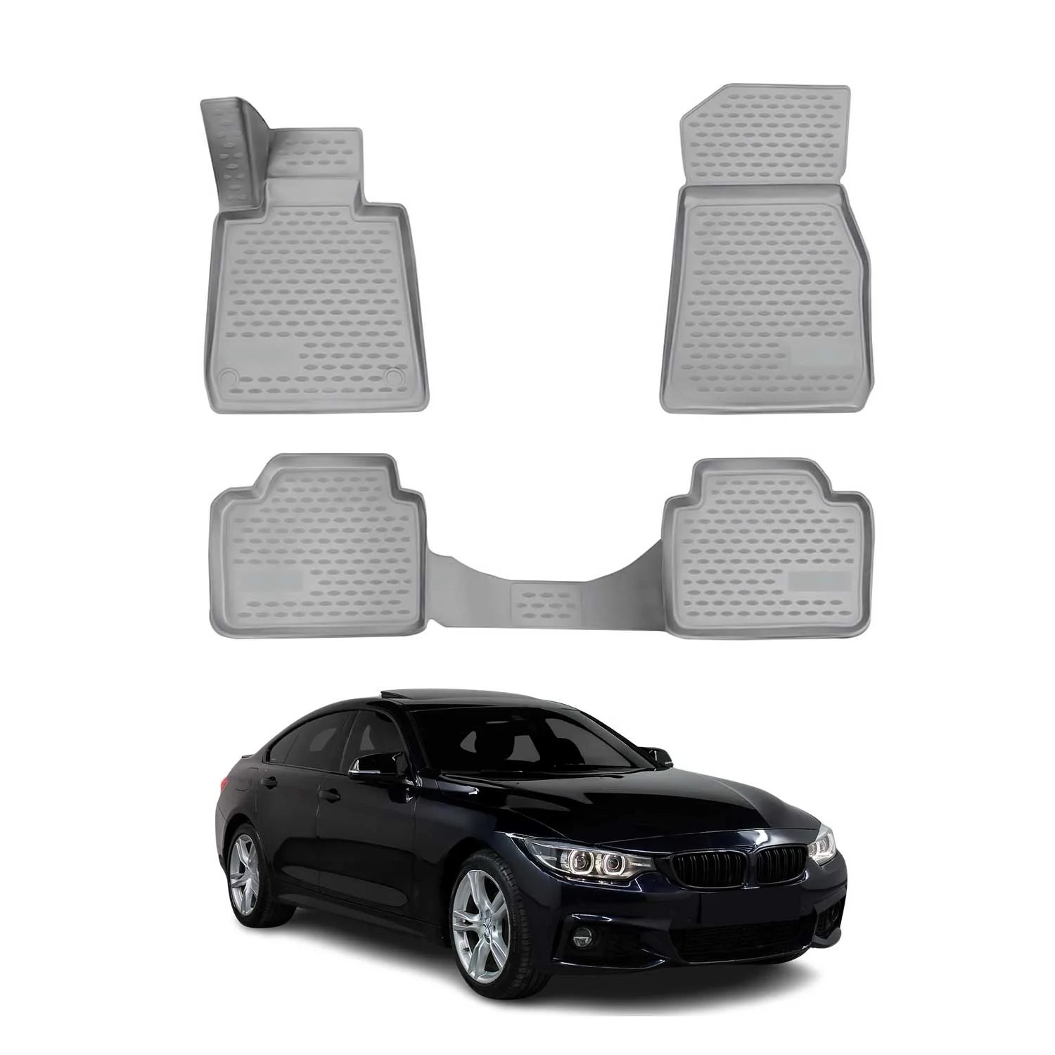 OMAC Gummimatten Fußmatten für BMW 4er Coupe Grand Coupe F32 F36 2013-2021 Grau