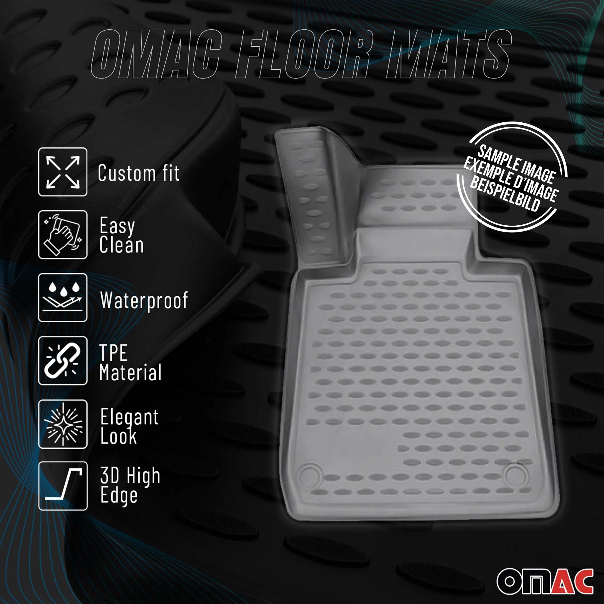 OMAC Gummimatten Fußmatten für BMW 4er Coupe Grand Coupe F32 F36 2013-2021 Grau - Image 2