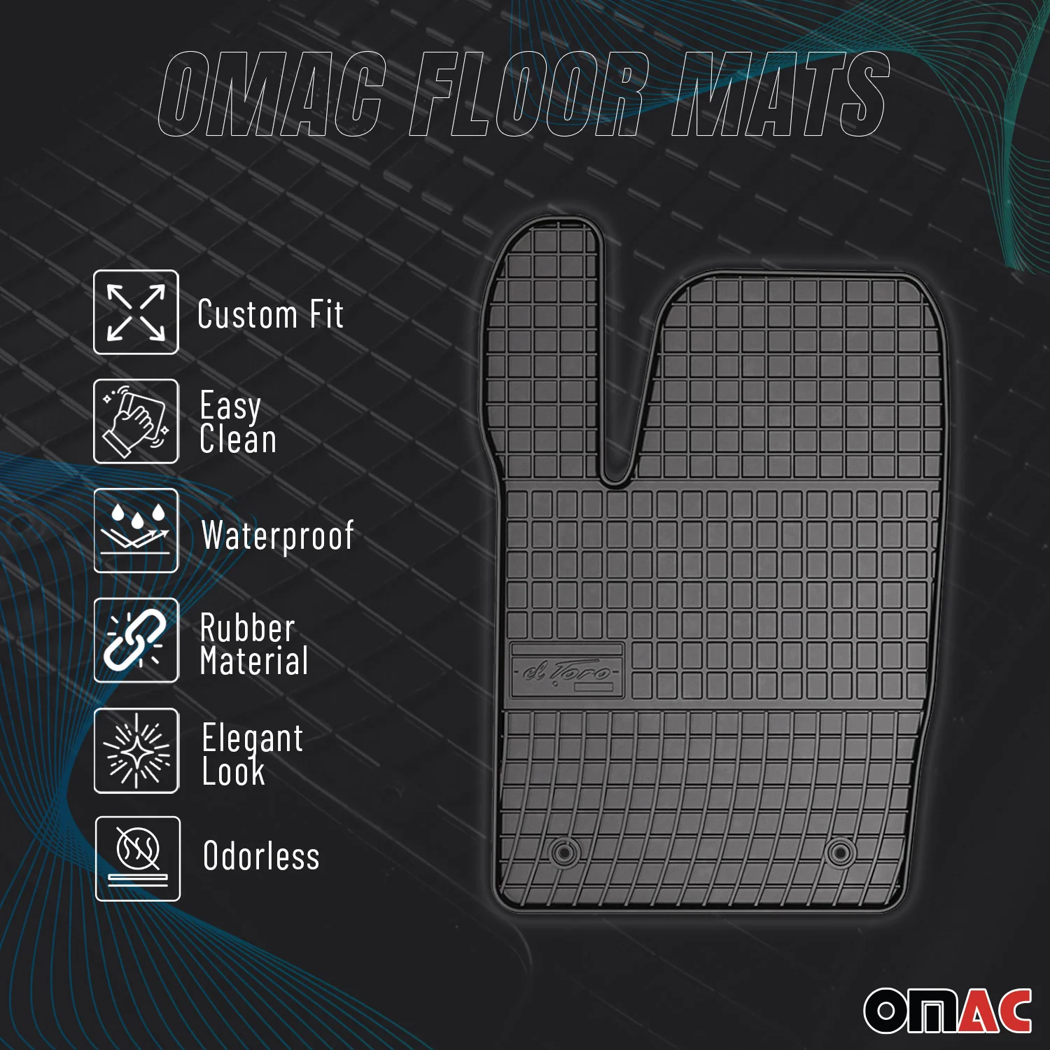 OMAC Gummi Fußmatten für Ford Courier 2014-2023 Automatten Gummi Schwarz 4tlg - Image 2