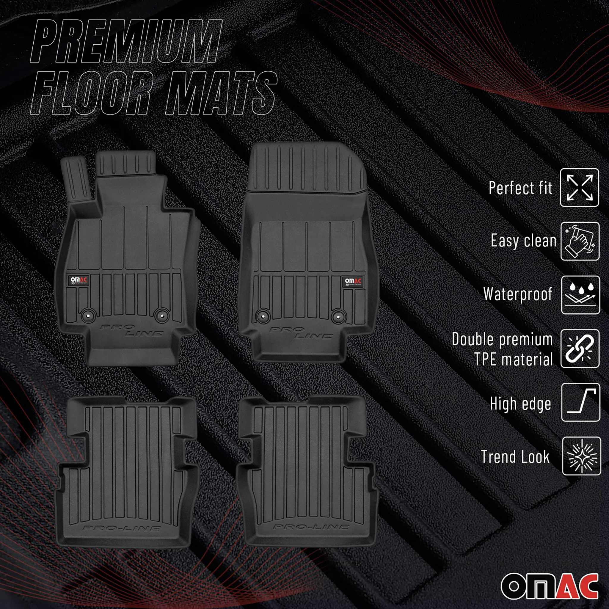 OMAC Gummi Fußmatten für Mazda 2 2015-2026 Premium TPE 3D Automatten Schwarz 4x - Image 2
