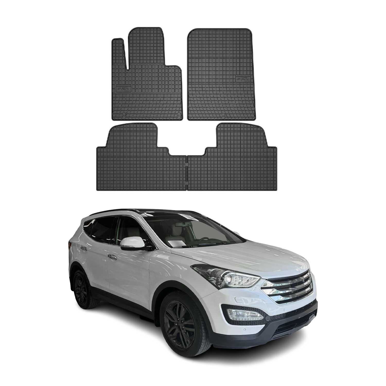 OMAC Gummi Fußmatten für Hyundai Santa Fe 2015-2018 Automatten Gummi Schwarz 4x