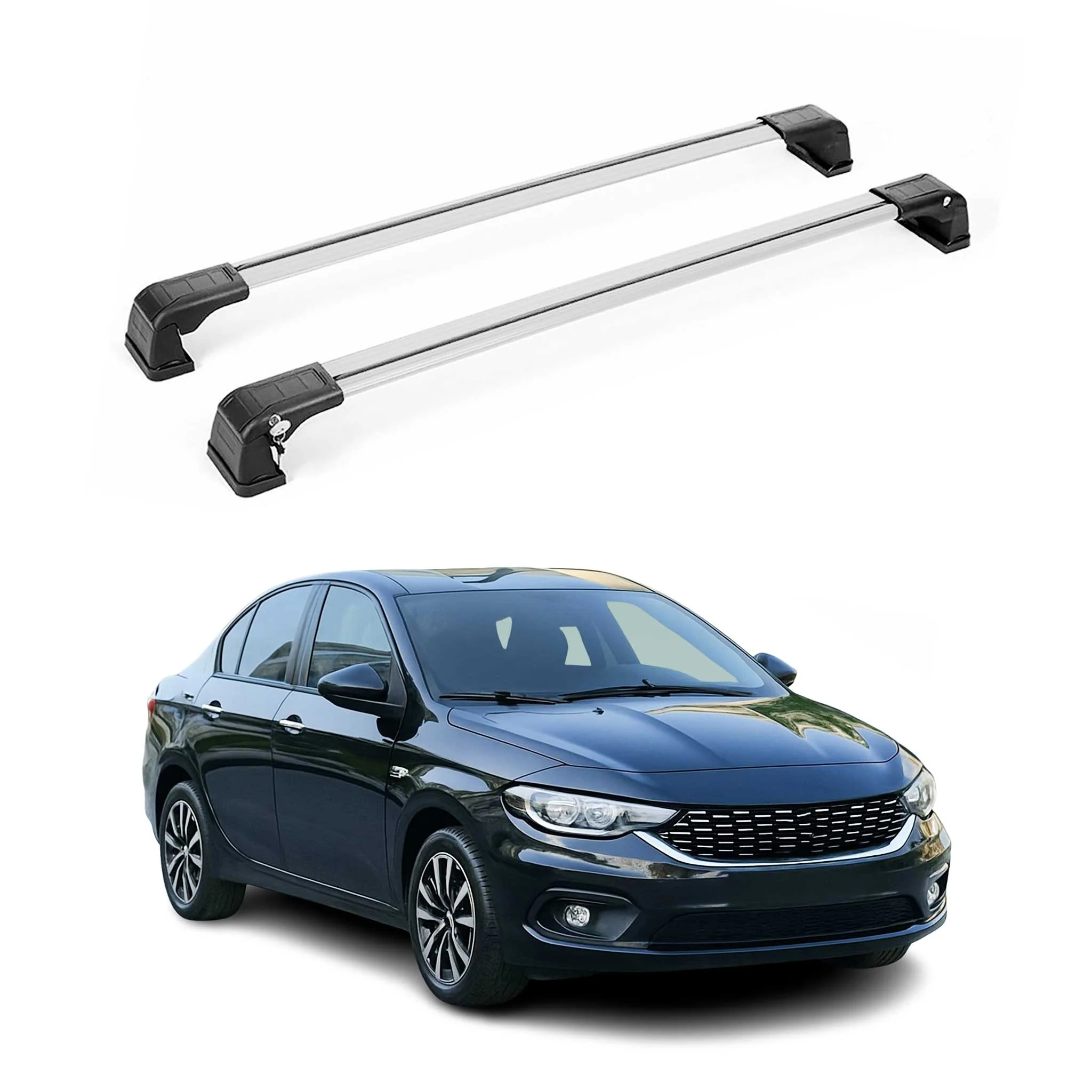 Dachträger Grundtäger für Fiat Tipo Limo 2015-2026 75kg Aluminium Schwarz 2 tlg