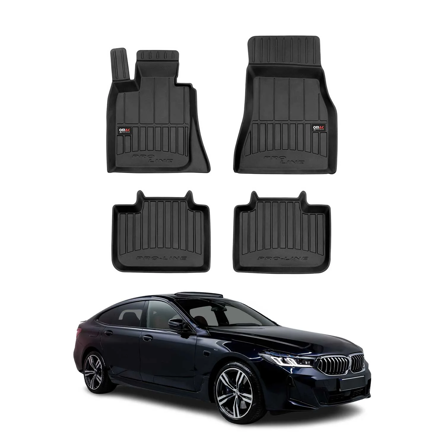 OMAC Gummi Fußmatten für BMW 6er Gran Turismo G32 2017-2023 Premium Schwarz