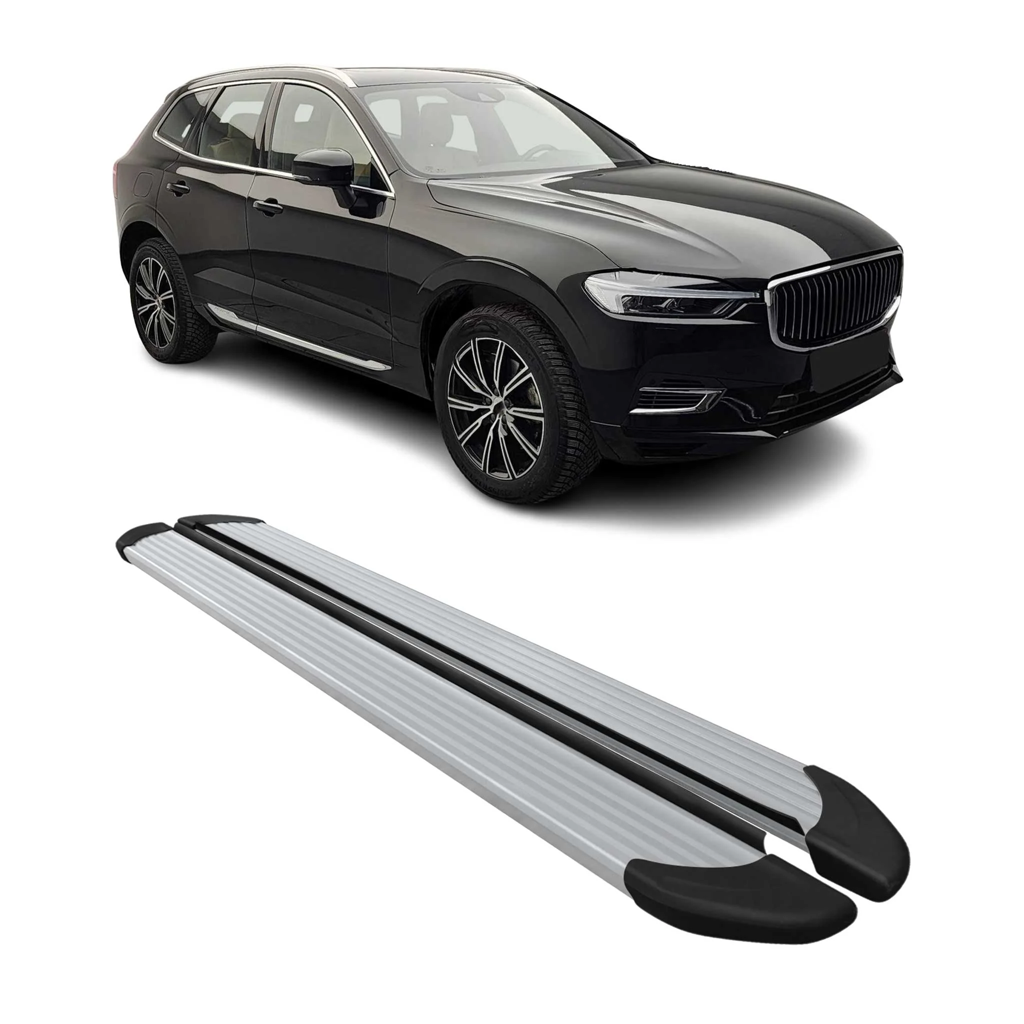 Seitenschweller Trittbretter Schweller für Volvo XC60 2018-2026 Aluminium Silber