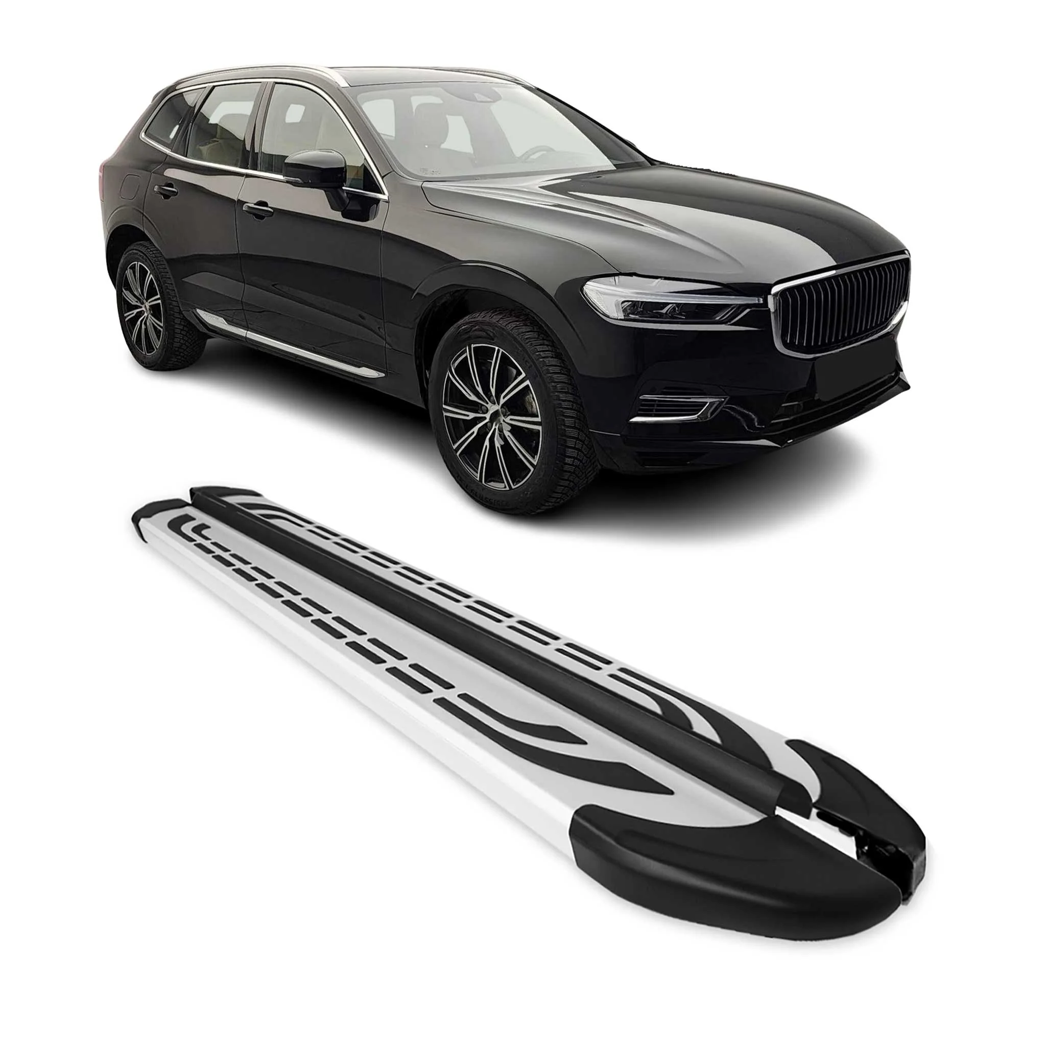 Trittbretter Seitenschweller Seitenbretter für Volvo XC60 2018-2026 Alu Grau 2x