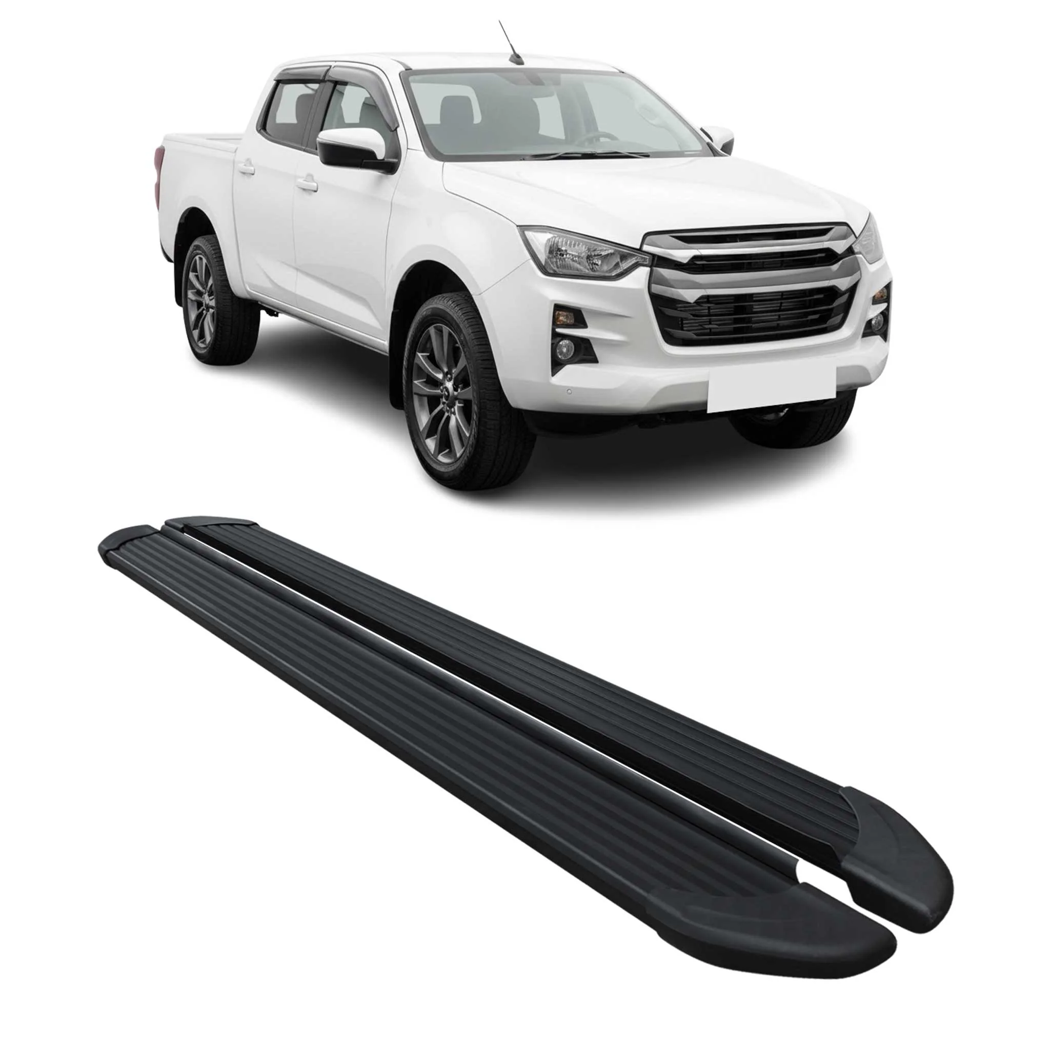Seitenschweller Trittbretter Schweller für Isuzu D-max III 2019-2026 Alu Schwarz