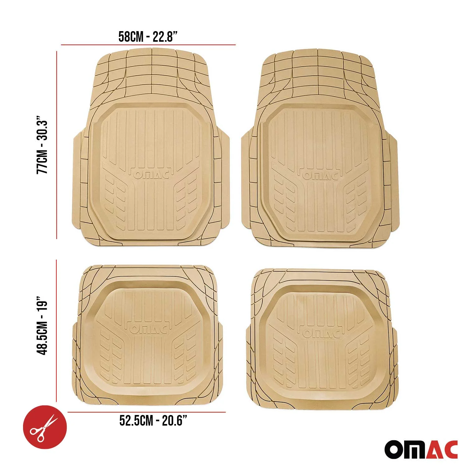 Fußmatten Zuschneidbar Gummi Beige 4 tlg für MG3 2024-2026 - Image 6