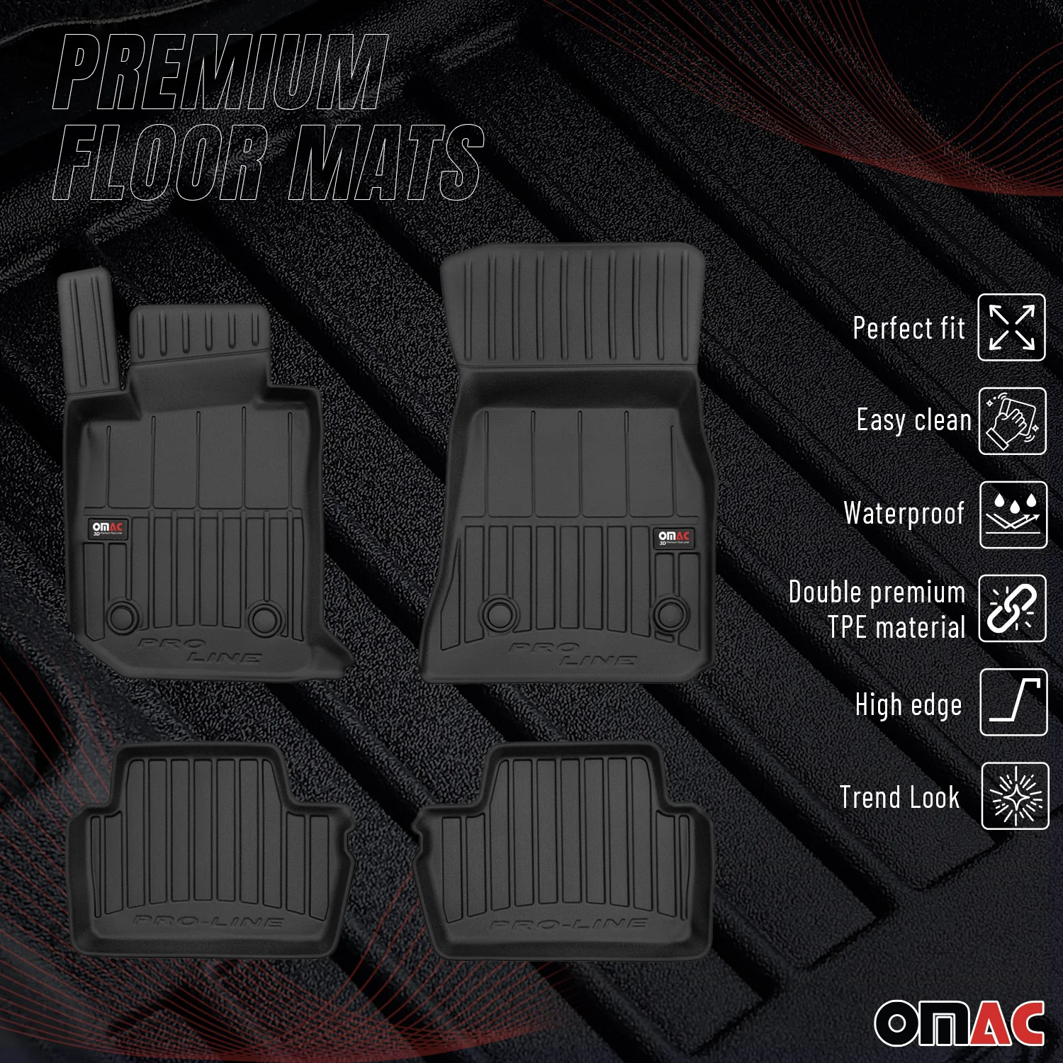 Fußmatten Gummimatten für BMW 2 er Coupe G42 2021-2026 Premium Schwarz TPE 4x - Image 2