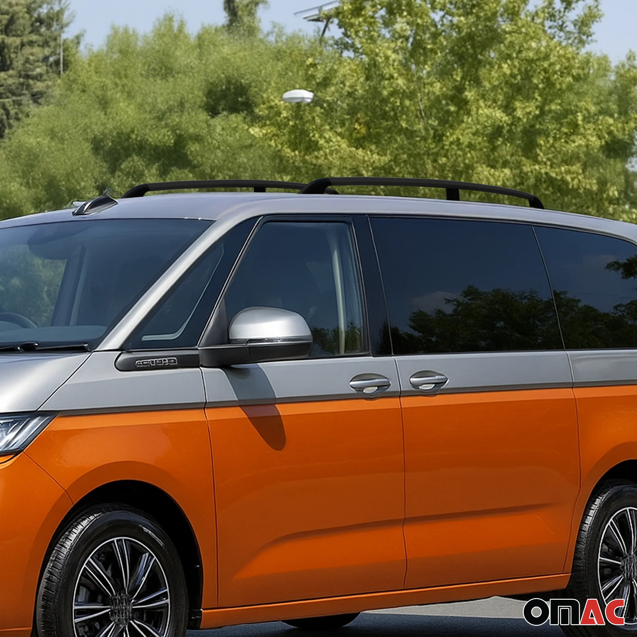 Dachreling für VW Multivan T7 2021-2026 Langer L2 Alu Schwarz 2 tlg - Image 3