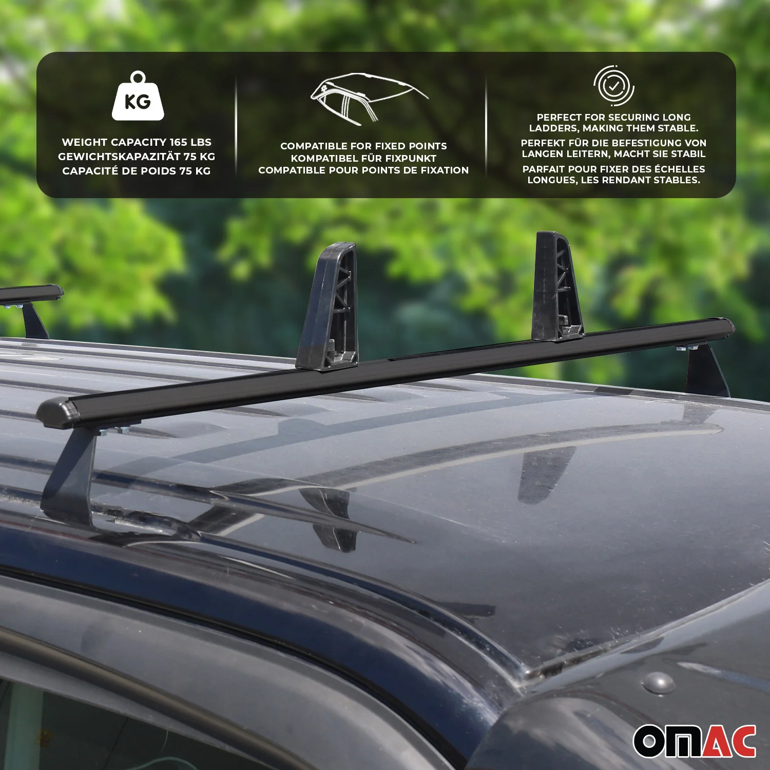 2x Dachträger + Leiterhalter Set für Fiat Doblo 2000-2010 Lastanschläge Schwarz - Image 2