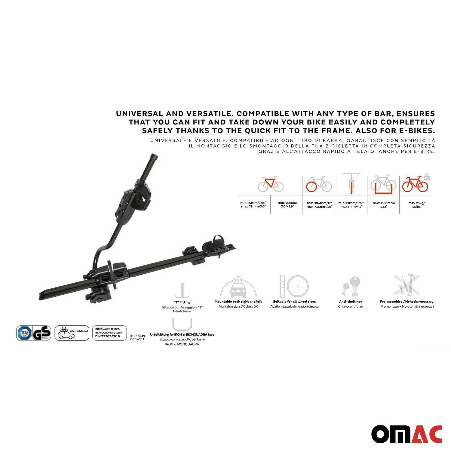Fahrradträger Farad P-Style Dachfahrradträger bis 25 kg ABE Stahl 2tlg Schwarz - Image 4