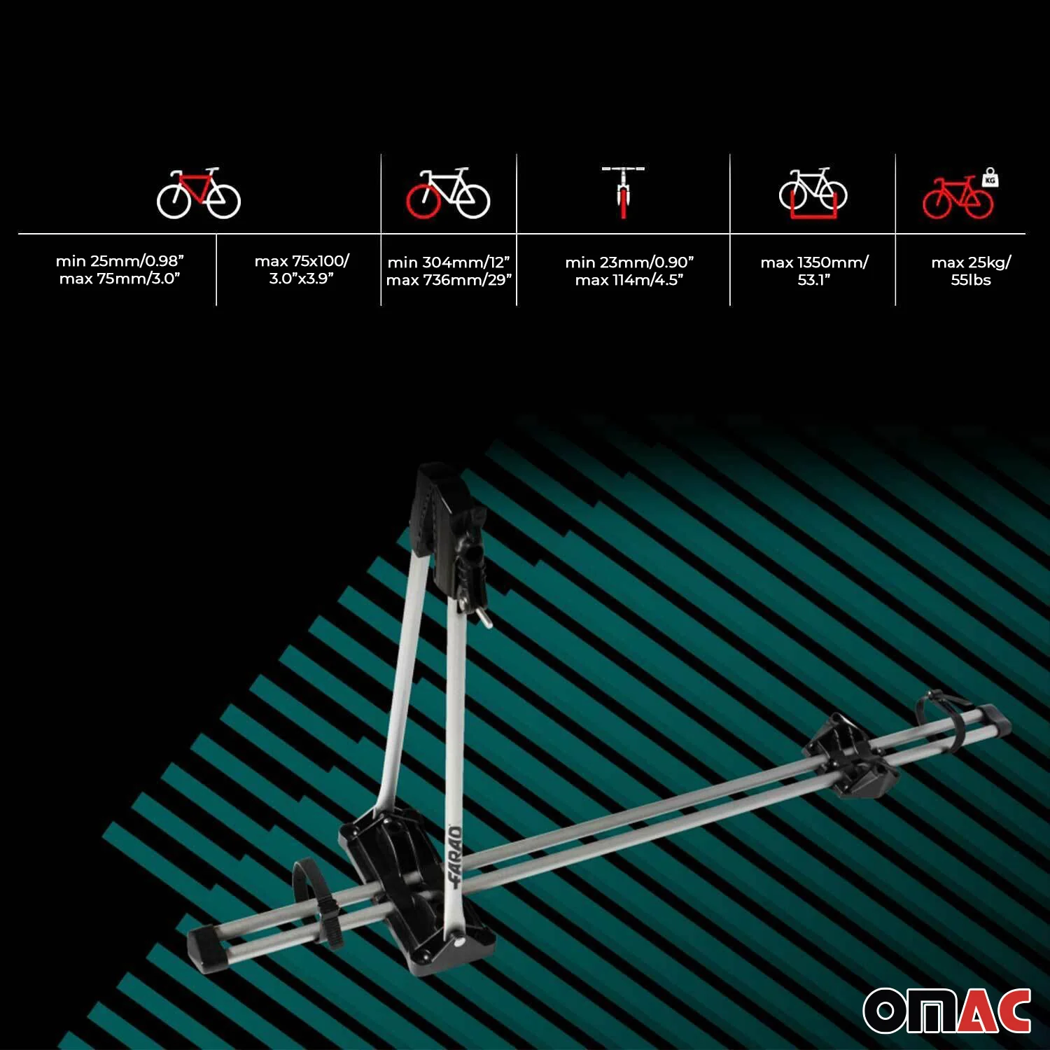 Fahrradträger Farad M-Style Dachfahrradträger bis 25 kg ABE Stahl 2tlg - Image 3