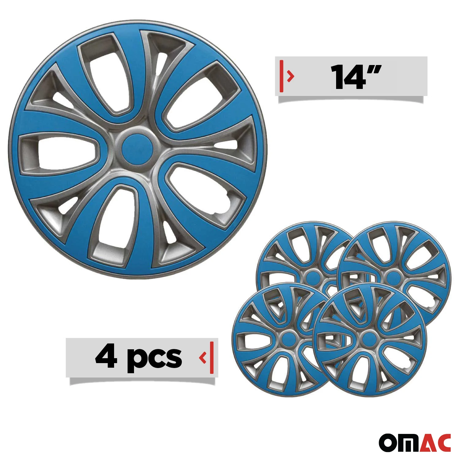 4x Radblenden Radkappen Radzierblenden 14" Zoll Grau Blau Glänzend - Image 3