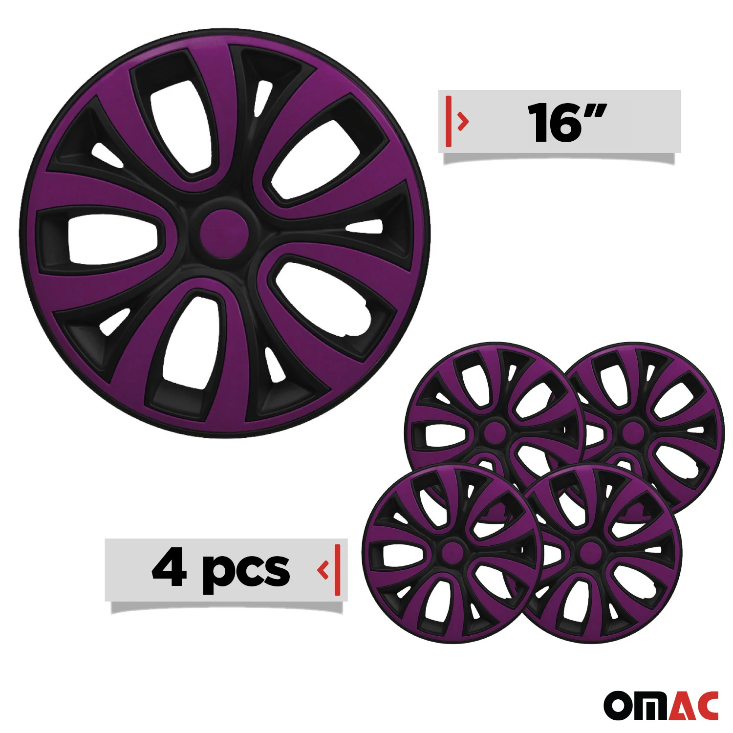 4x Radblenden Radkappen Radzierblenden 16" Zoll Schwarz Lila - Image 3