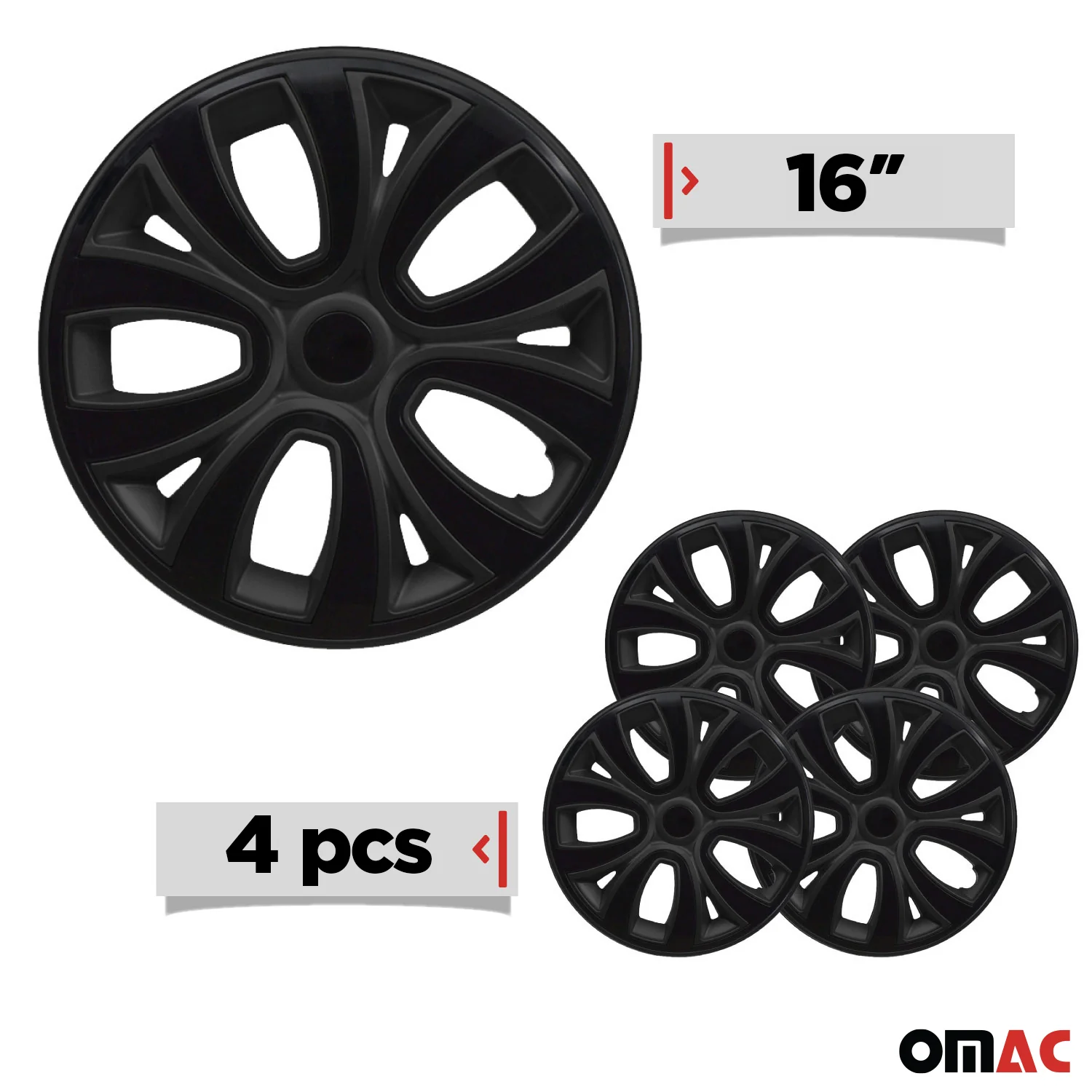 4x Radblenden Radkappen Radzierblenden 16" Zoll Schwarz Matt - Image 3