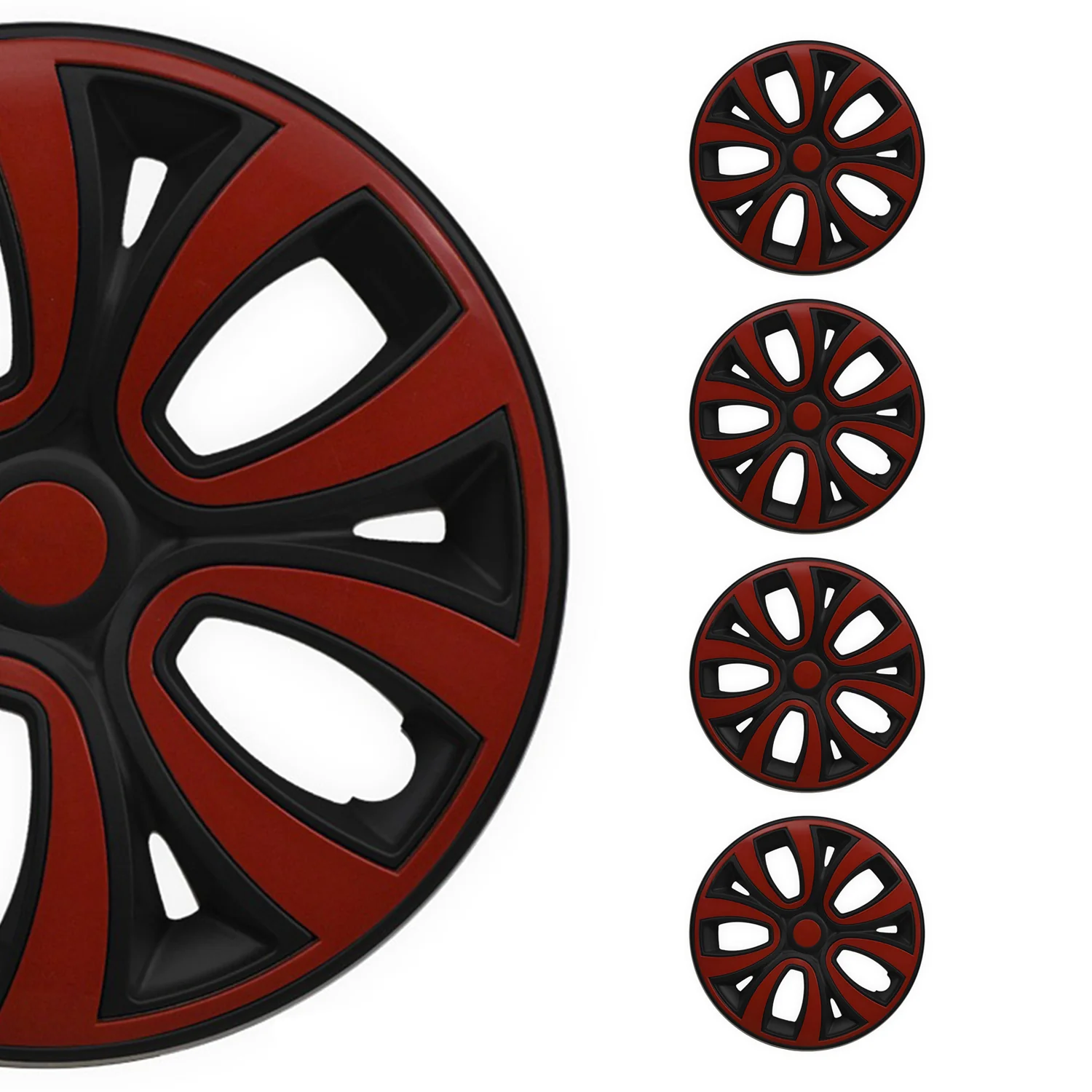 4x Radblenden Radkappen Radzierblenden 16" Zoll Schwarz Rot Glänzend