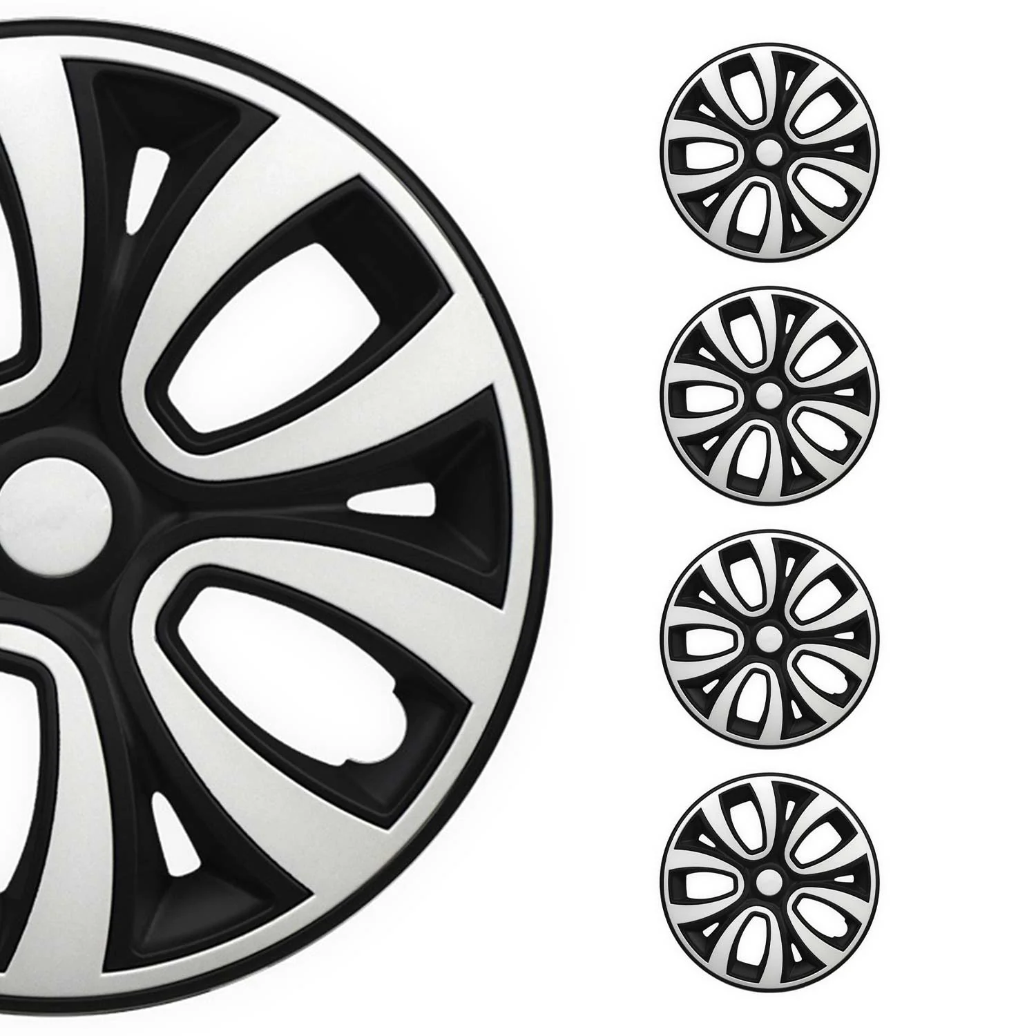 4x Radblenden Radkappen Radzierblenden 16" Zoll Schwarz Weiß
