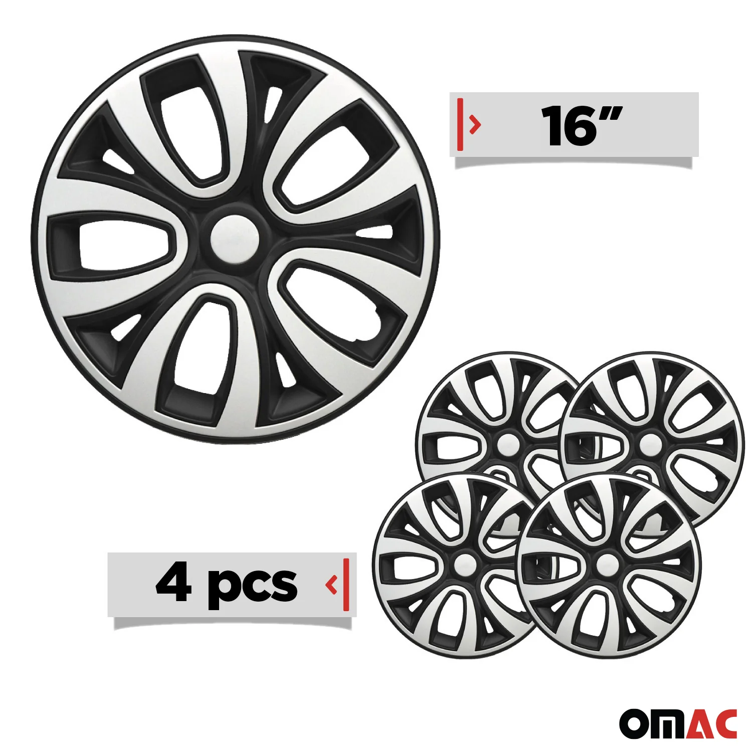 4x Radblenden Radkappen Radzierblenden 16" Zoll Schwarz Weiß - Image 3