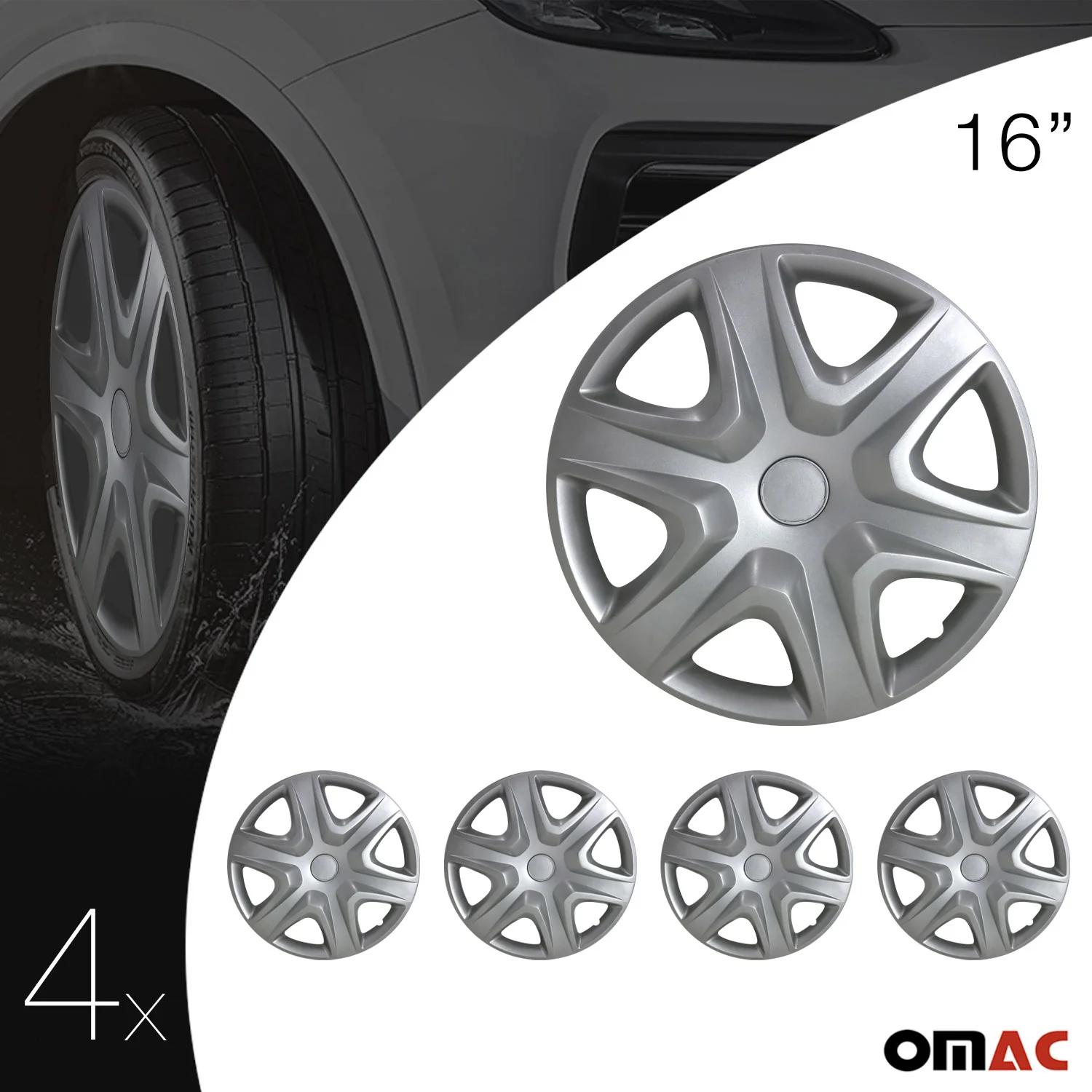 4x Radkappen Radzierblenden Radblenden für Auto 16" Zoll Radkappensatz Silber - Image 5