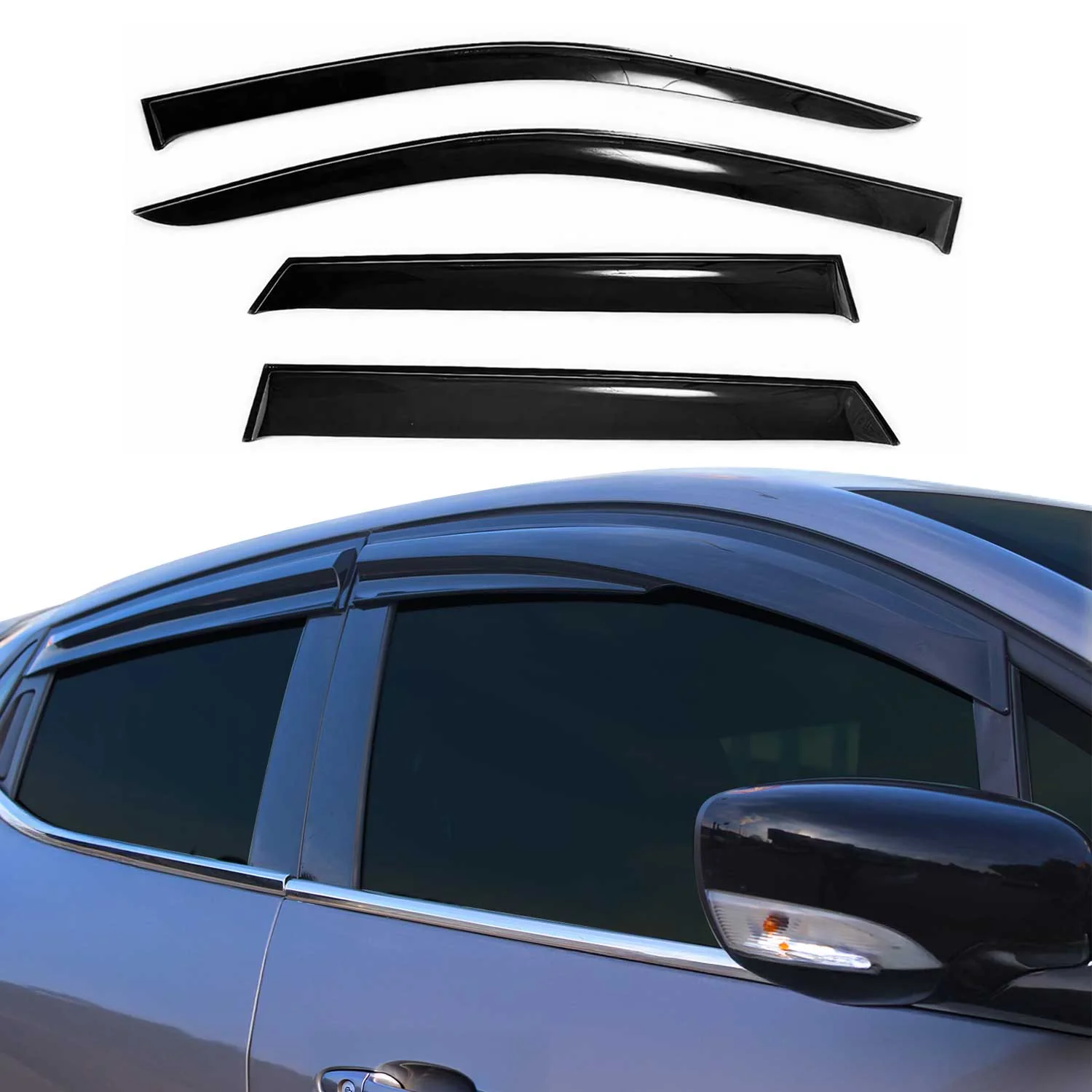 4x Windabweiser Regenabweiser für Hyundai Sonata 2005-2010 Acryl Dunkel
