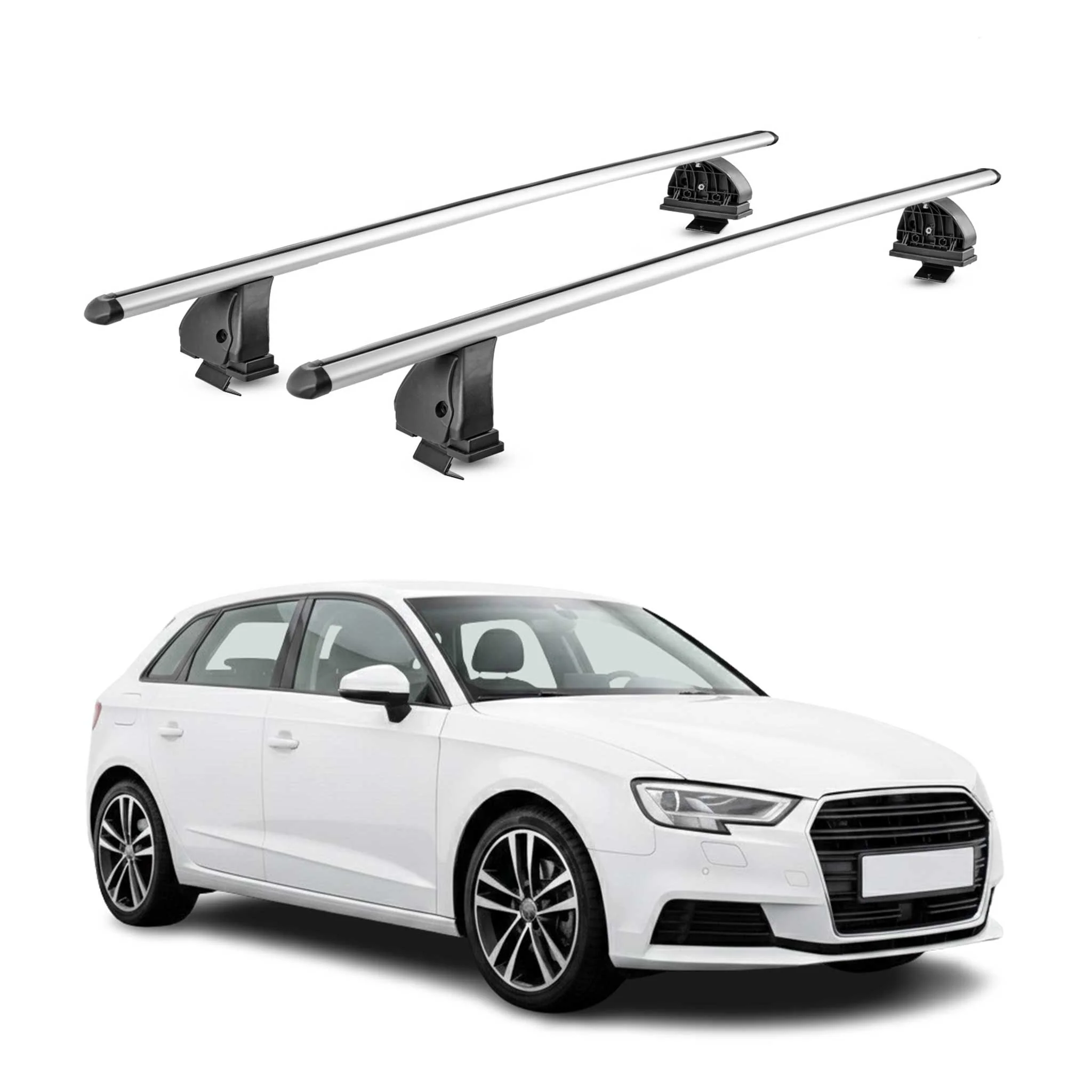 Alu Dachträger für Audi A3 8V Sportback 2012-2020 TÜV T-Nut 75 kg 2tlg Silber