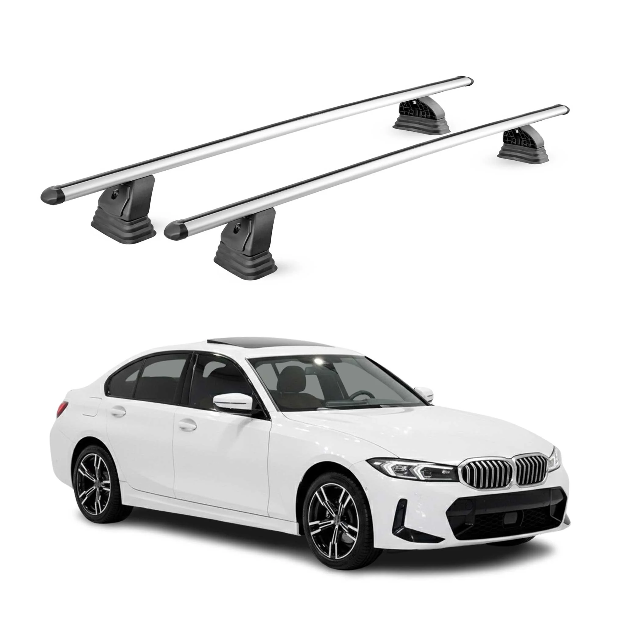 Alu Dachträger für BMW 3er G20 2019-2026 TÜV T-Nut Abschließbar 2tlg Silber