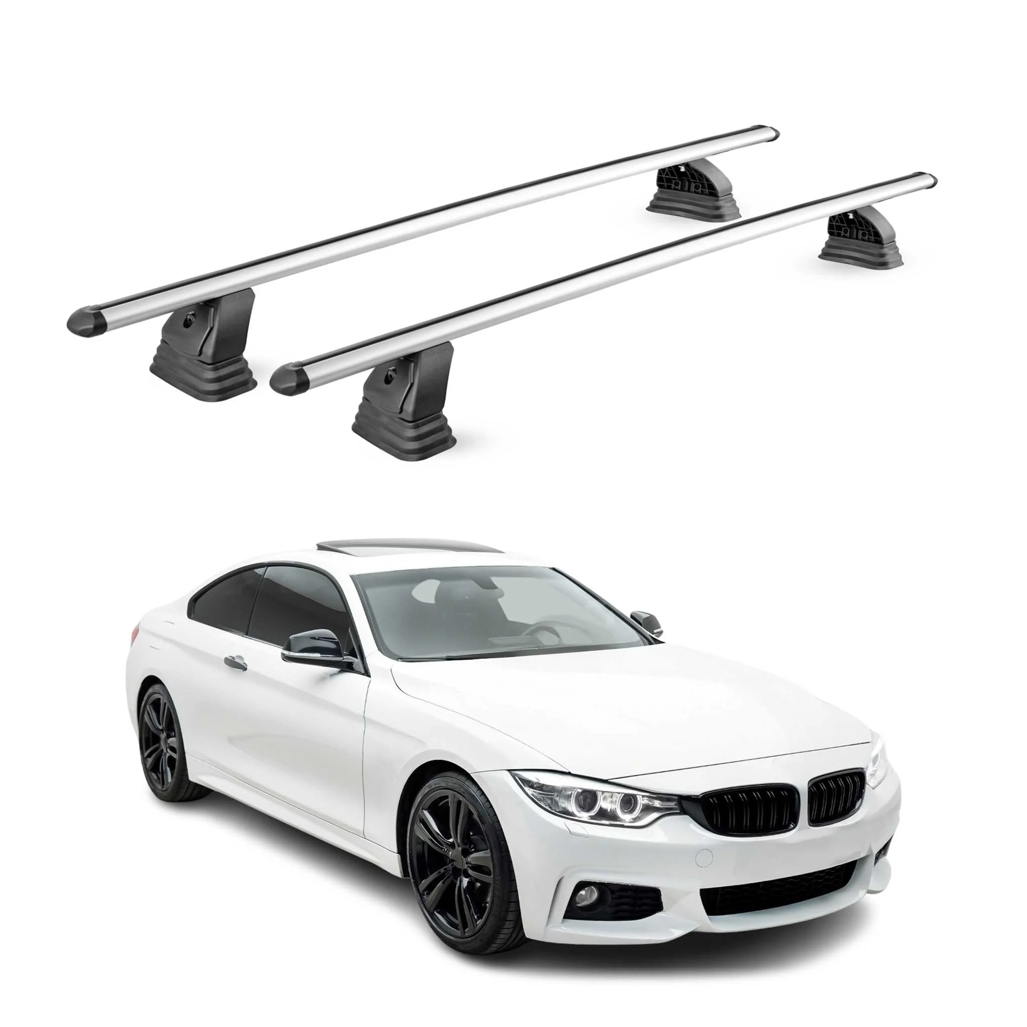 Alu Dachträger für Bmw 4er Coupè F32 2013-2020 TÜV T-Nut 75 kg 2tlg Silber
