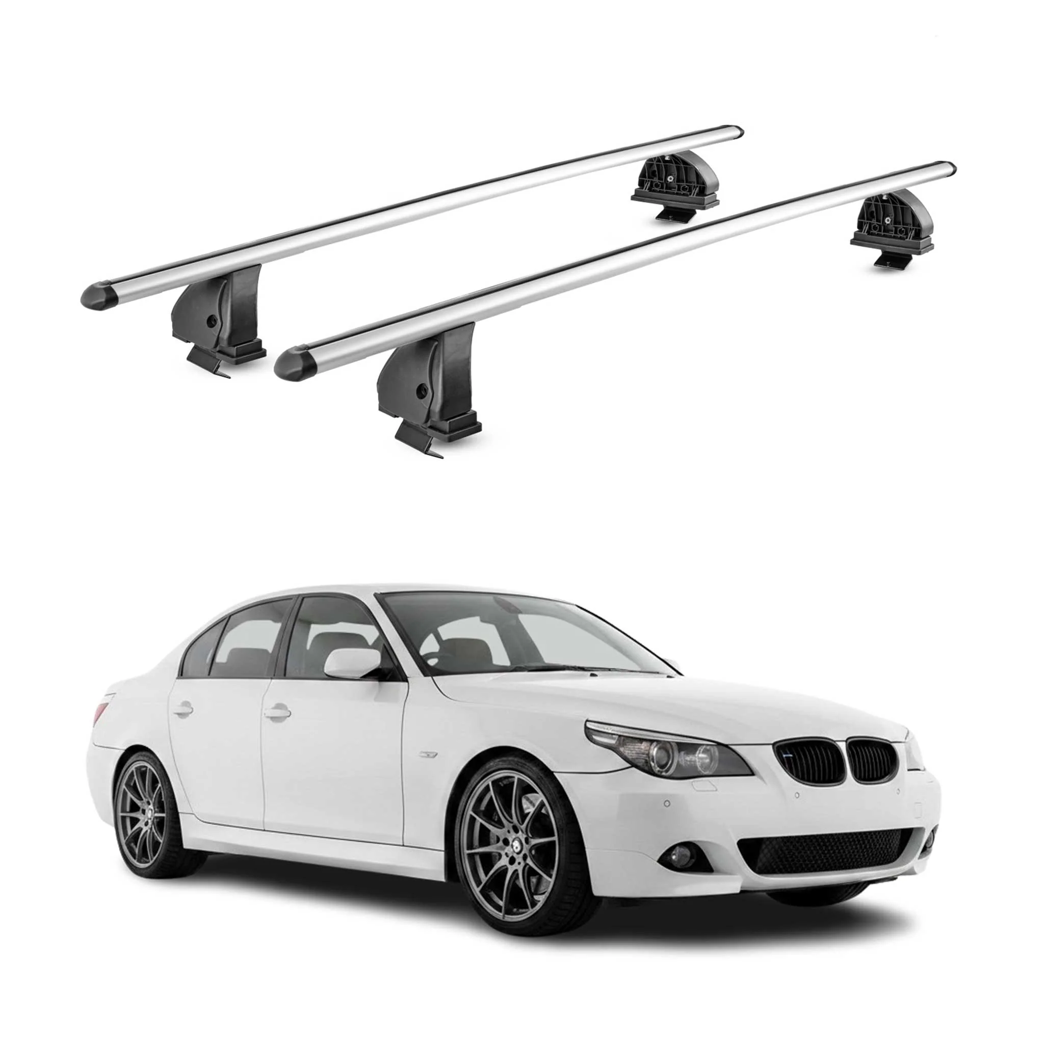 Alu Dachträger für Bmw 5er E60 2004-2010 TÜV T-Nut Abschließbar 2tlg Silber