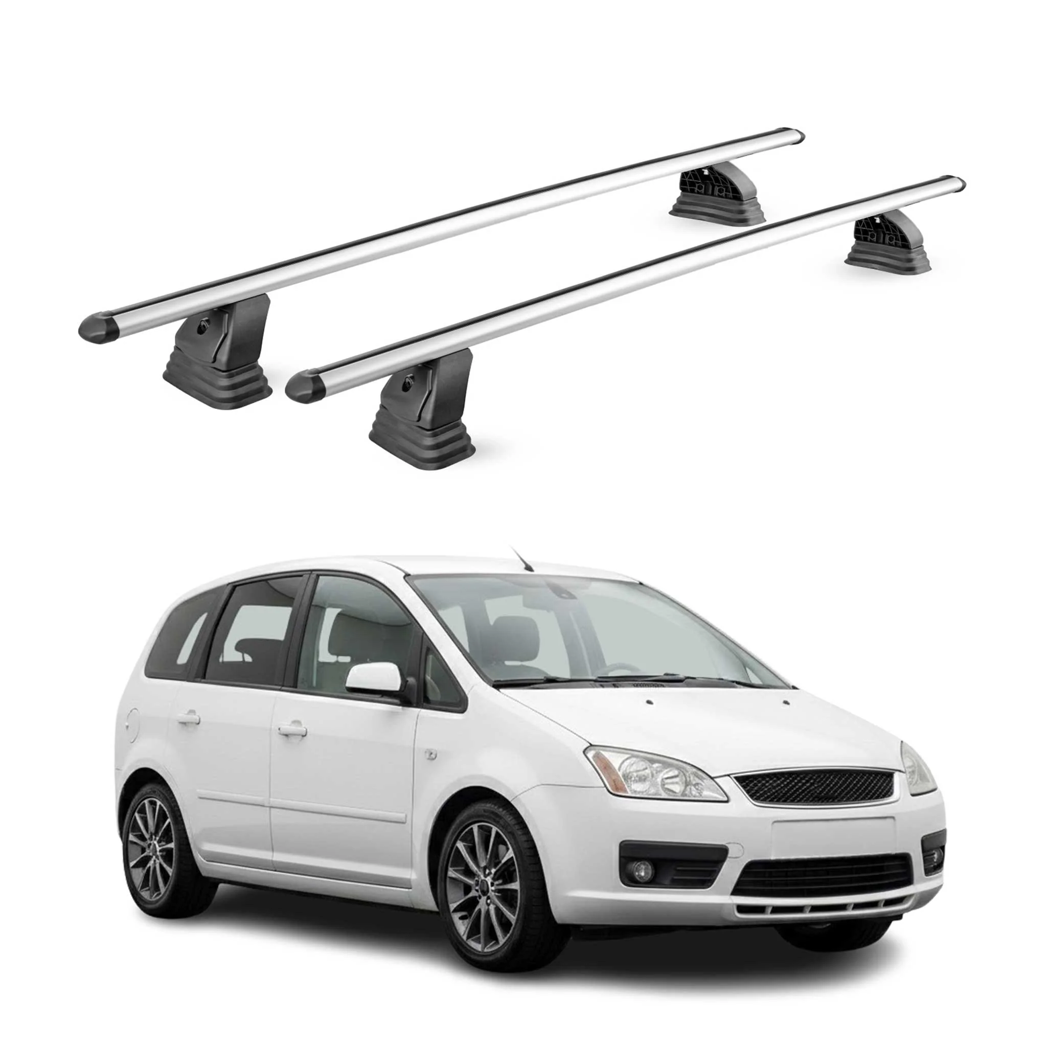 Alu Dachträger für Ford C-Max I 2003-2010 TÜV T-Nut Abschließbar 2tlg Silber
