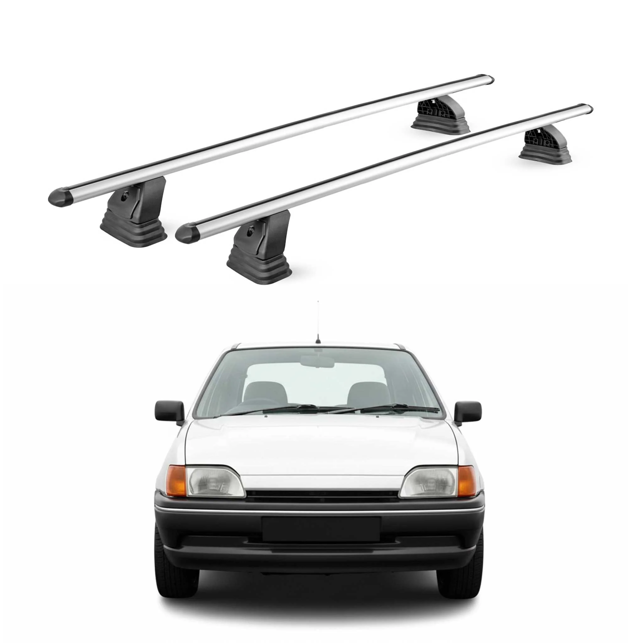 Alu Dachträger für Ford Fiesta III 1989-1997 3-Tür TÜV Abschließbar 2tlg Silber