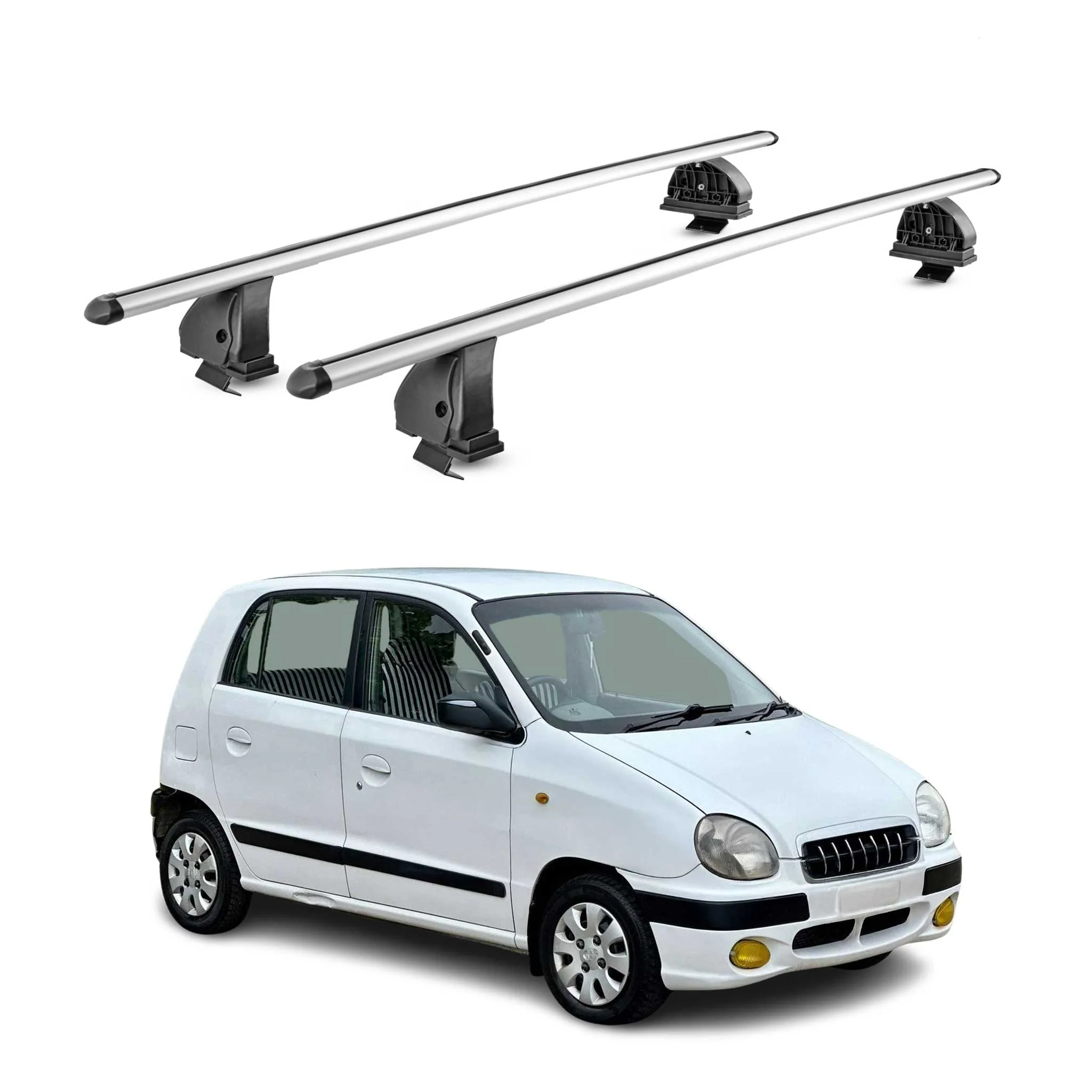 Alu Dachträger für Hyundai Atos Prime 1999-2007 TÜV T-Nut 75 kg 2tlg Silber