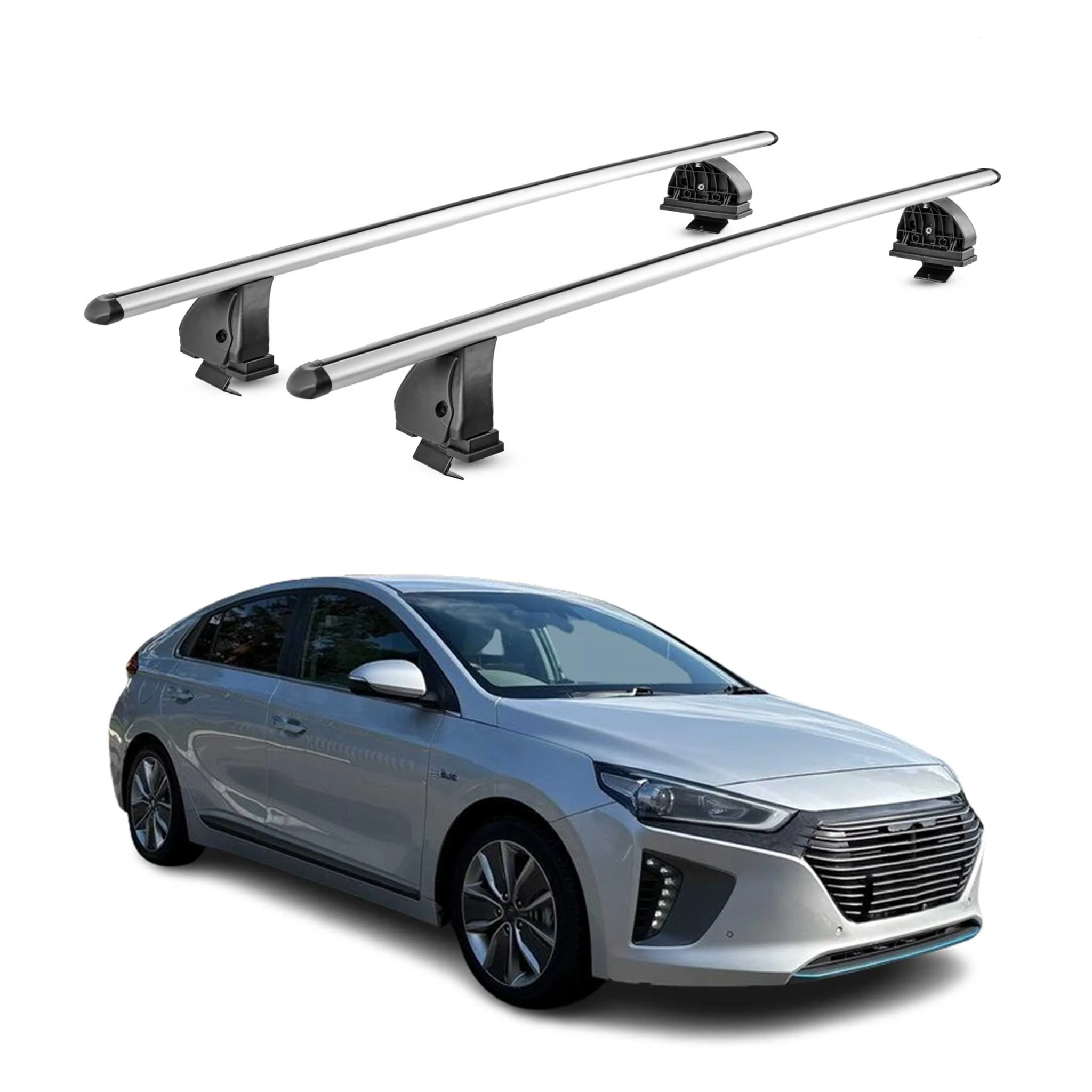 Alu Dachträger für Hyundai Ioniq 2017-2022 TÜV T-Nut Abschließbar 2tlg Silber