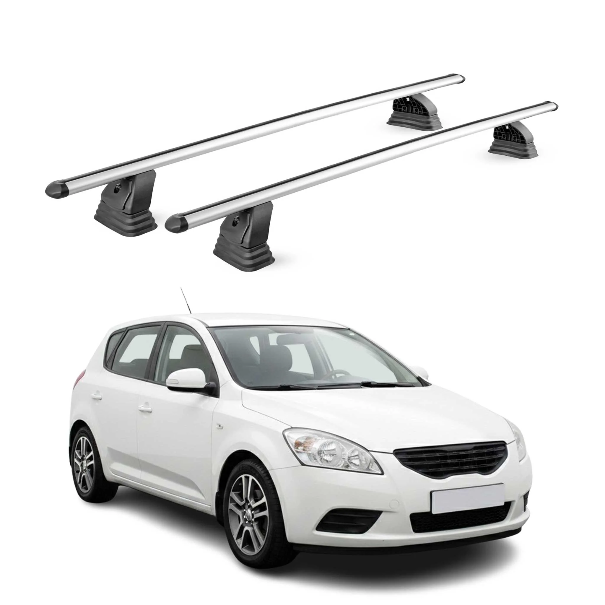 Alu Dachträger für Kia Cee'd I 2006-2012 TÜV T-Nut Abschließbar 2tlg Silber