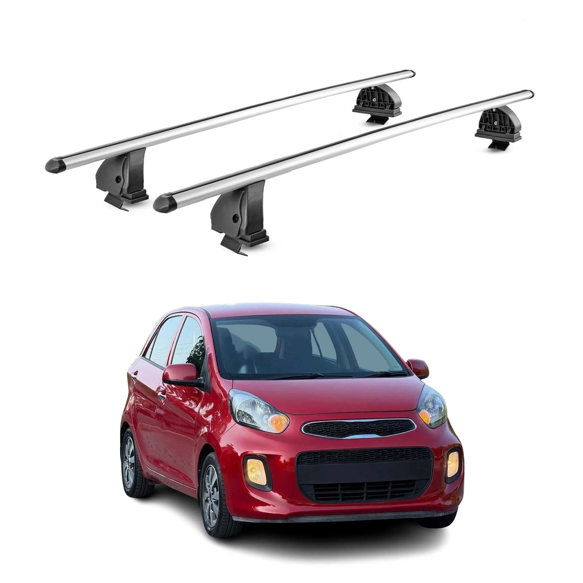 Alu Dachträger für Kia Picanto II 2011-2017 TÜV T-Nut Abschließbar 2tlg Silber