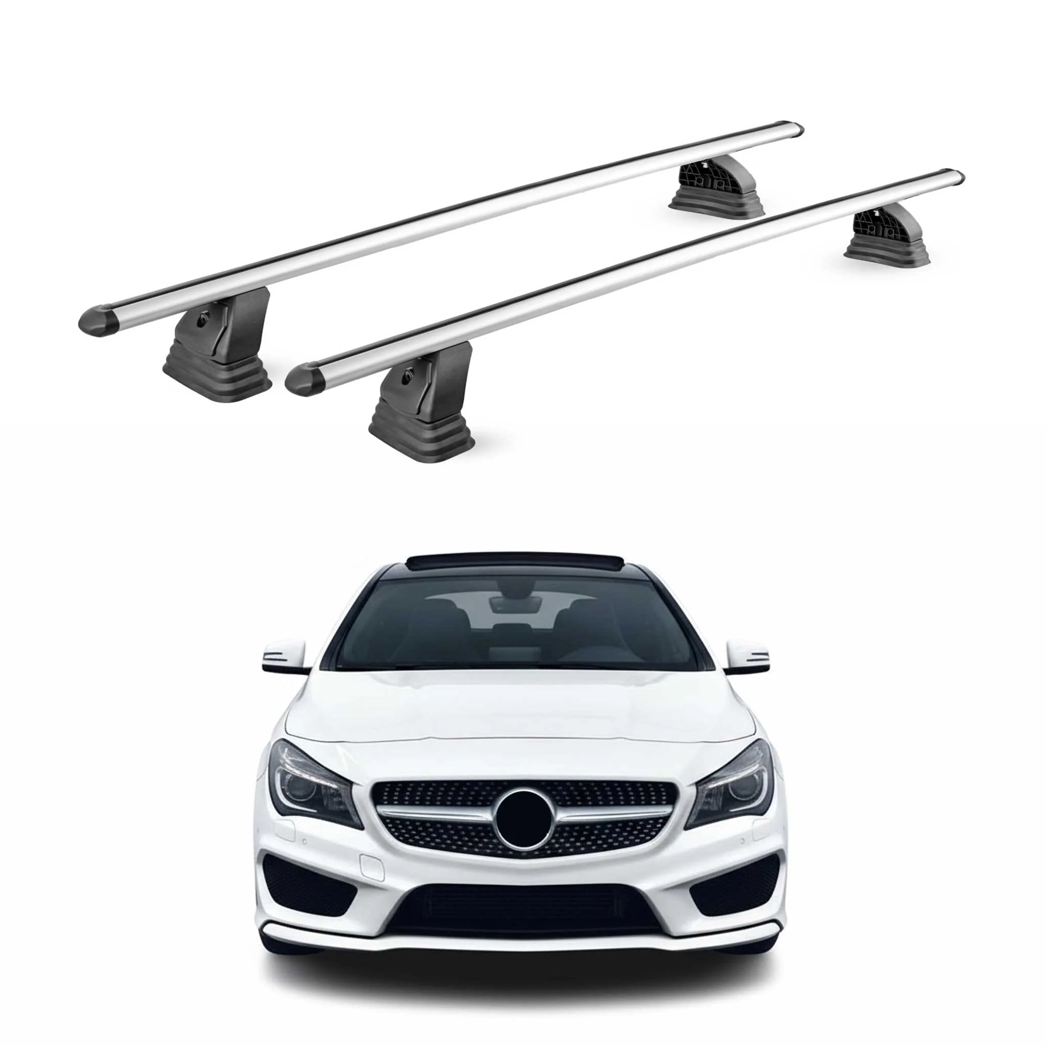 Alu Dachträger für Mercedes CLA C117 X117 2013-2019 T-Nut 75 kg 2tlg Silber