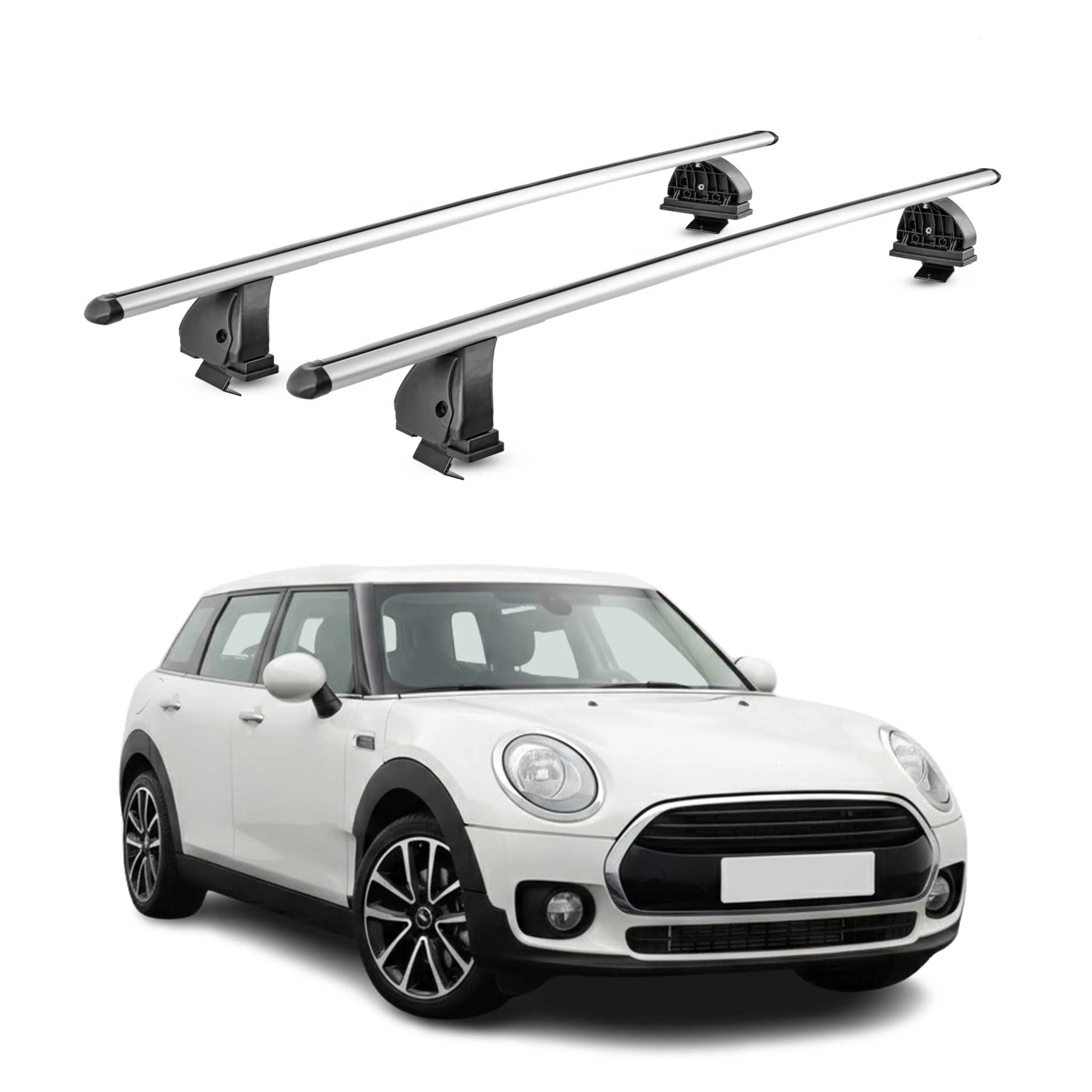 Alu Dachträger für Mini Clubman II F54 2015-2024 TÜV T-Nut 75 kg 2tlg Silber