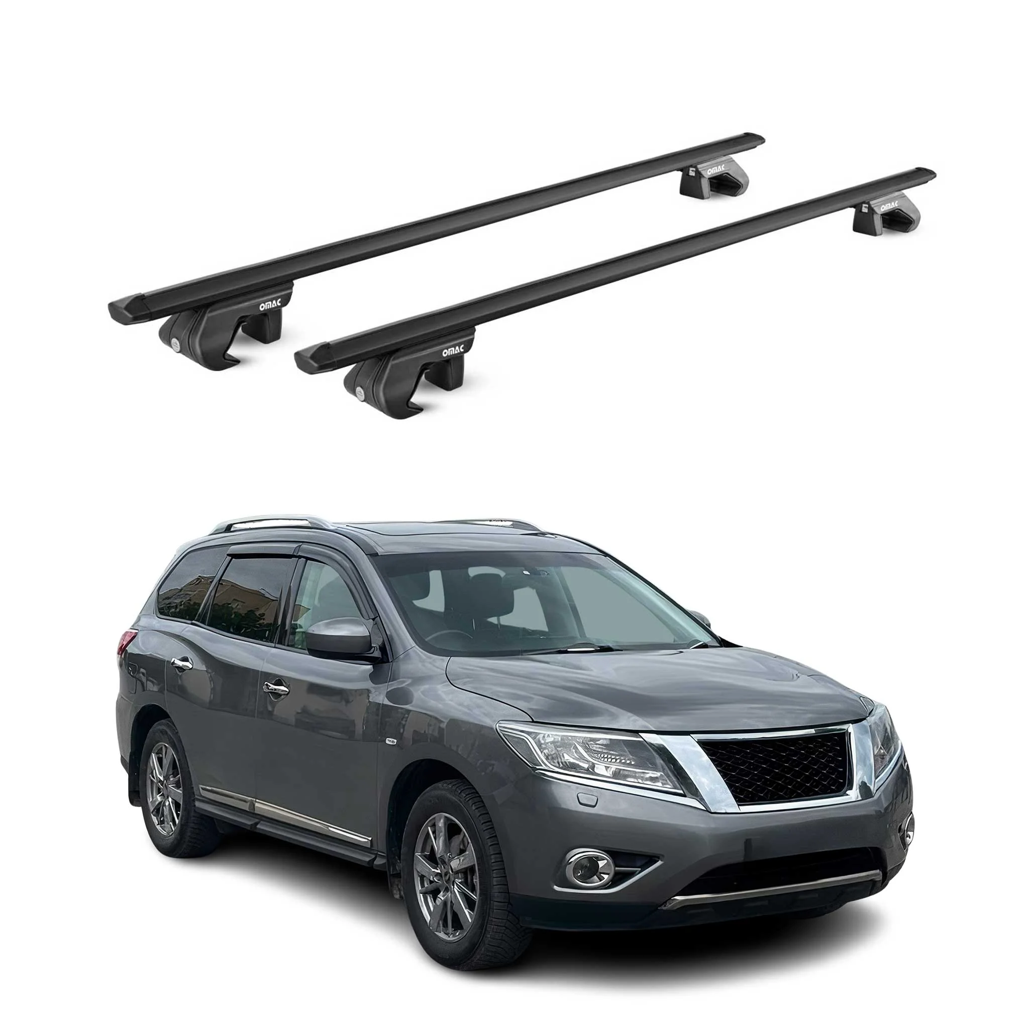 Dachträger für Nissan Patfhinder R52 2013-2020 5 tür 90kg Alu Schwarz 2x ABE