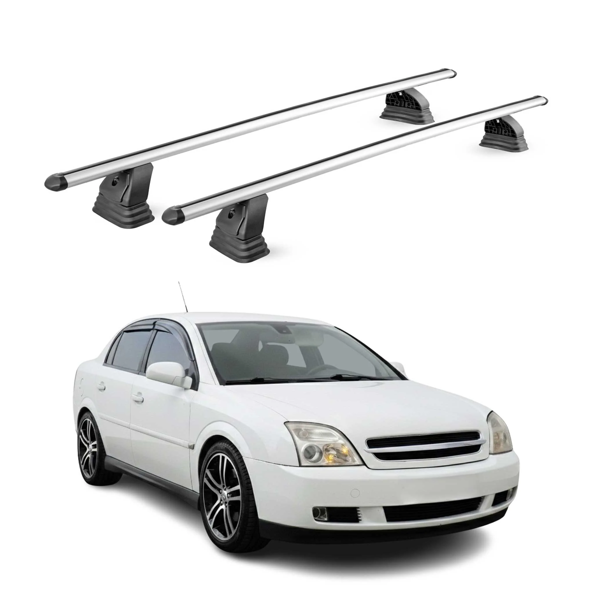 Alu Dachträger für Opel Vectra C 2002-2008 4Tür TÜV T-Nut 75 kg 2tlg Silber